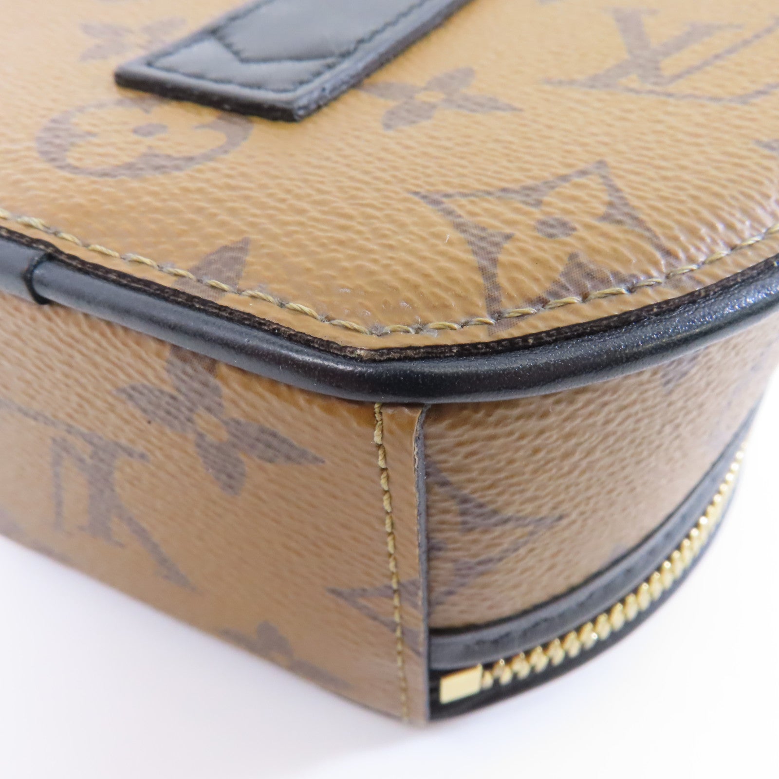 LOUIS VUITTON Monogram Reverse Mini Boite Chapeau金扣手挽肩背兩用袋棕色