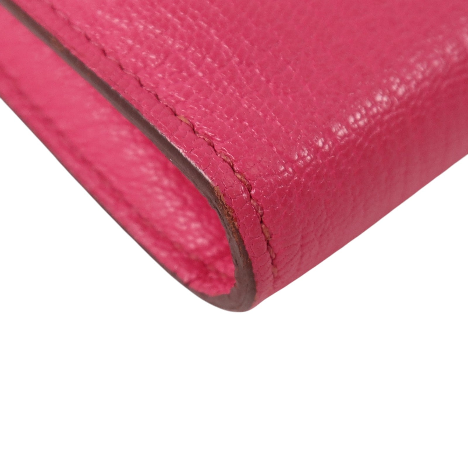 HERMES Chevre皮革Kelly Long Wallet銀扣長錢包Rose Mexico