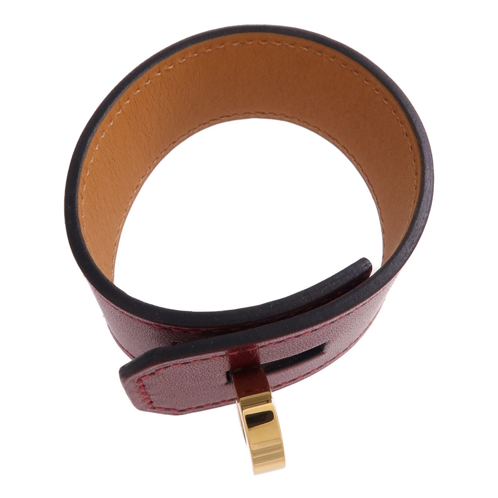 HERMES 【激減優惠】Box Calf皮革Hip Hop Bracelet金扣手帶