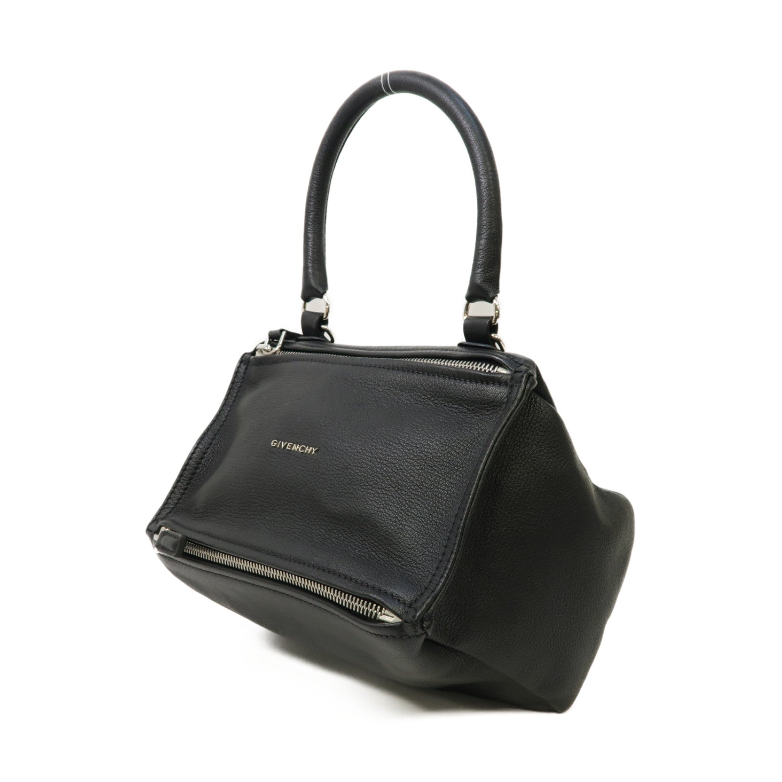 GIVENCHY 皮革Pandora 2 Way Shoulder Bag銀扣手挽肩背兩用袋黑色