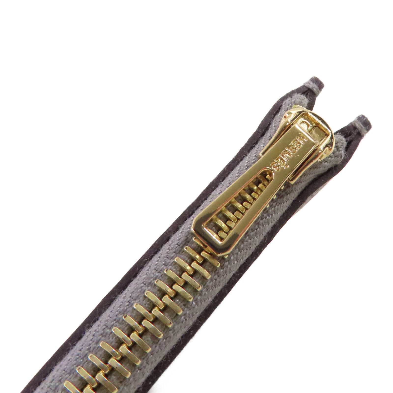 HERMES Evercolor皮革Roulis Slim Belt Wallet金扣短錢包Gris Meyer積雨雲灰色