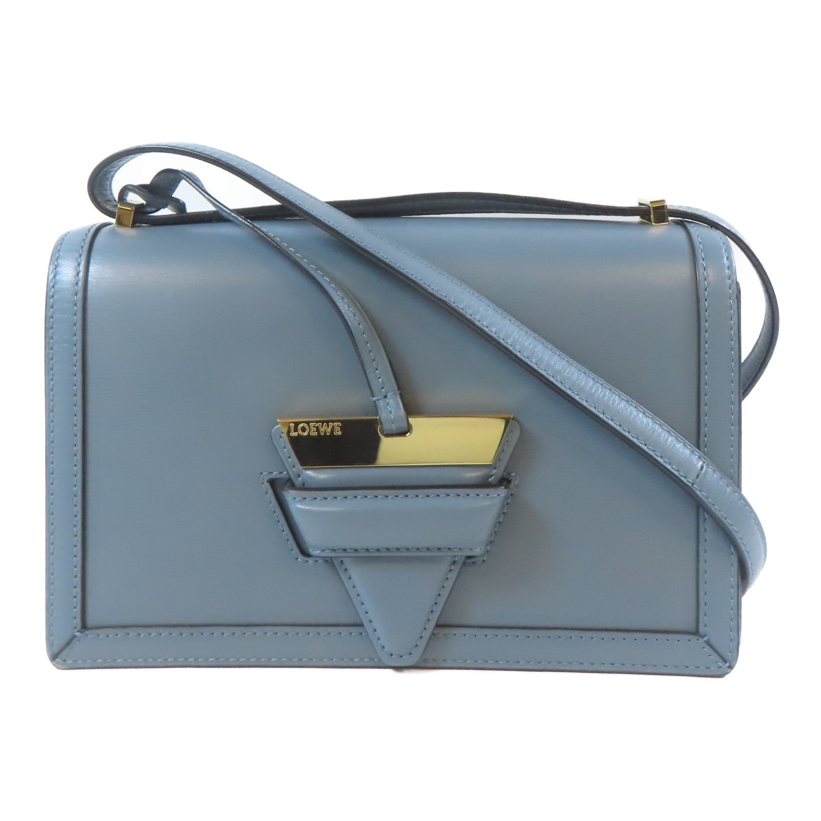 LOEWE 牛皮皮革Barcelona金扣肩背袋藍色