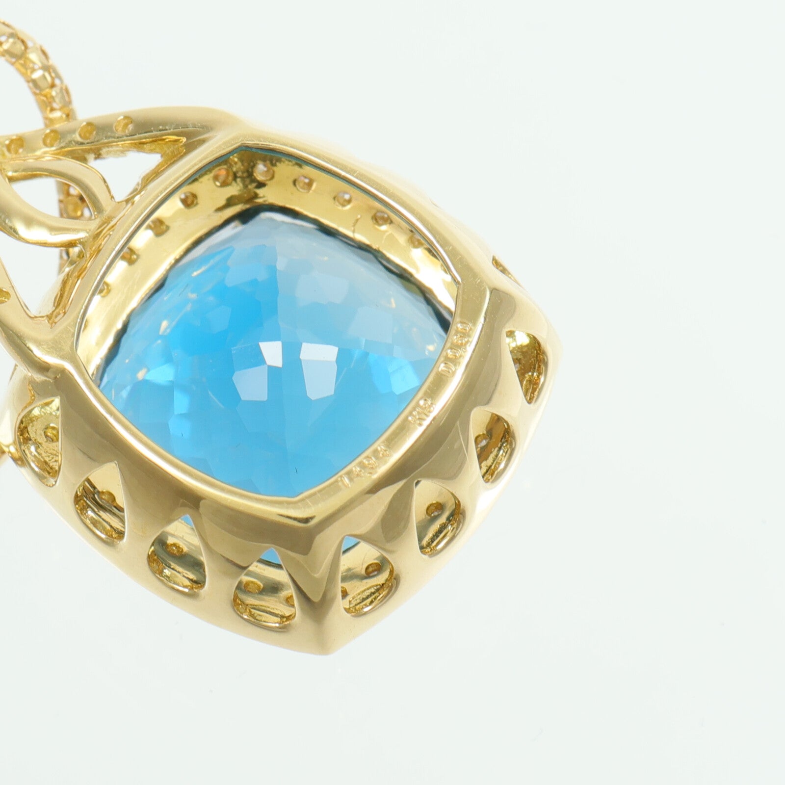 JEWELRY 18K黃金Blue Topaz Diamond Necklace藍黃玉/鑽石項鍊