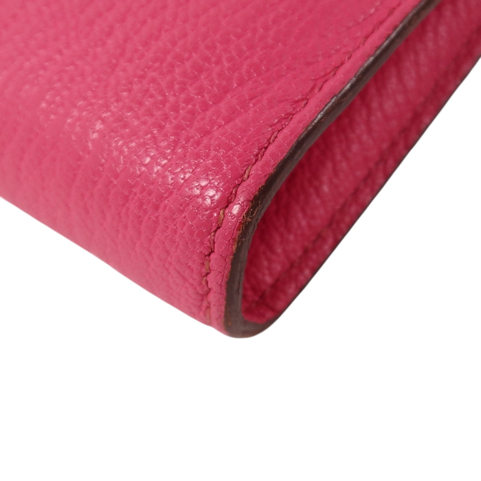 HERMES Chevre皮革Kelly Long Wallet銀扣長錢包Rose Mexico