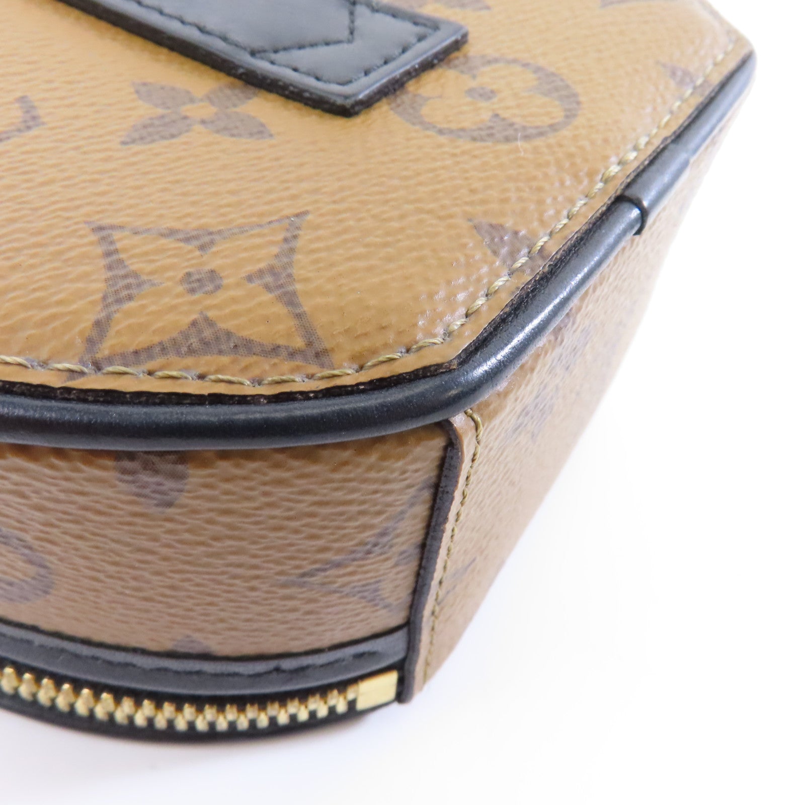 LOUIS VUITTON Monogram Reverse Mini Boite Chapeau金扣手挽肩背兩用袋棕色