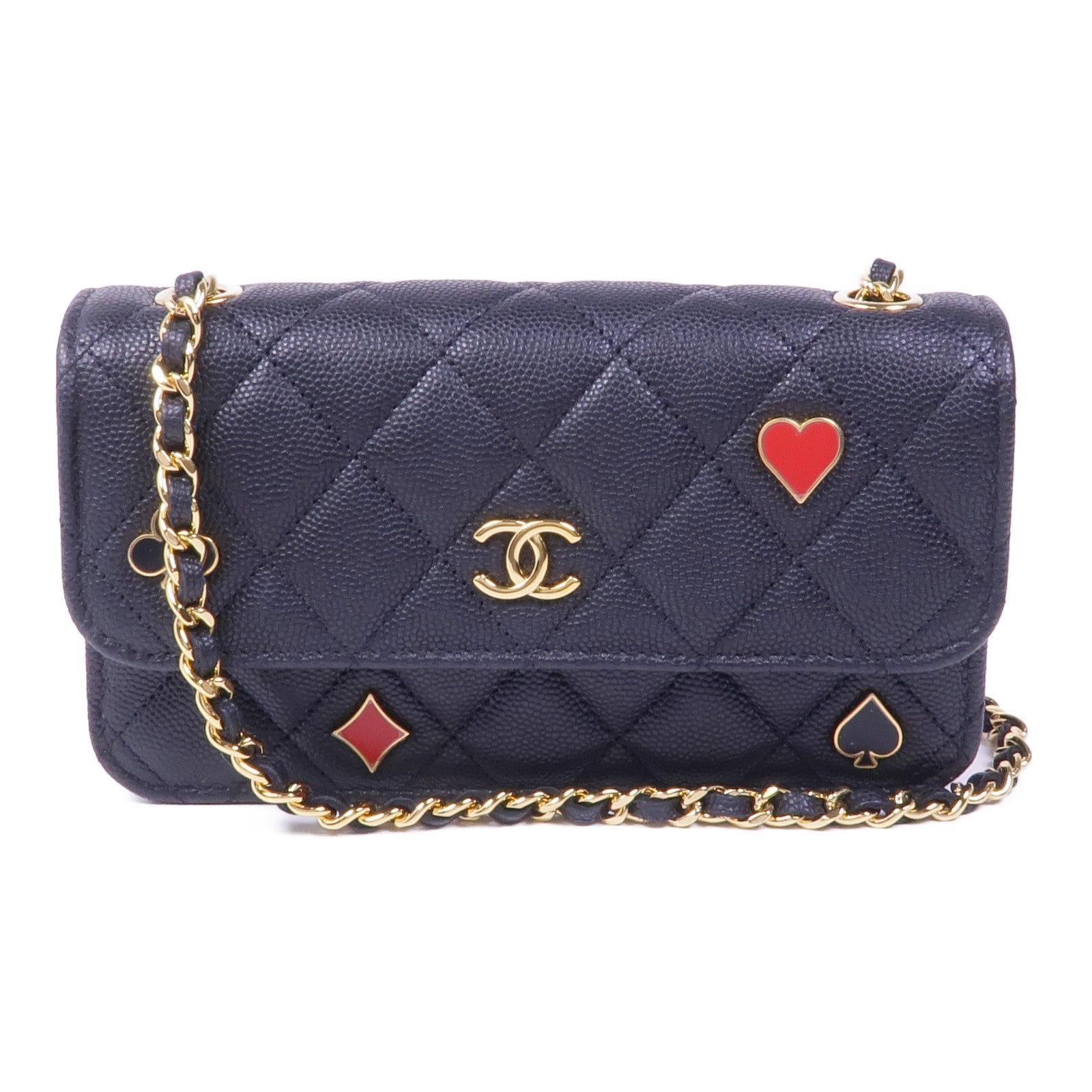CHANEL 牛皮皮革WOC Wallet On Chain金扣鏈帶肩背袋