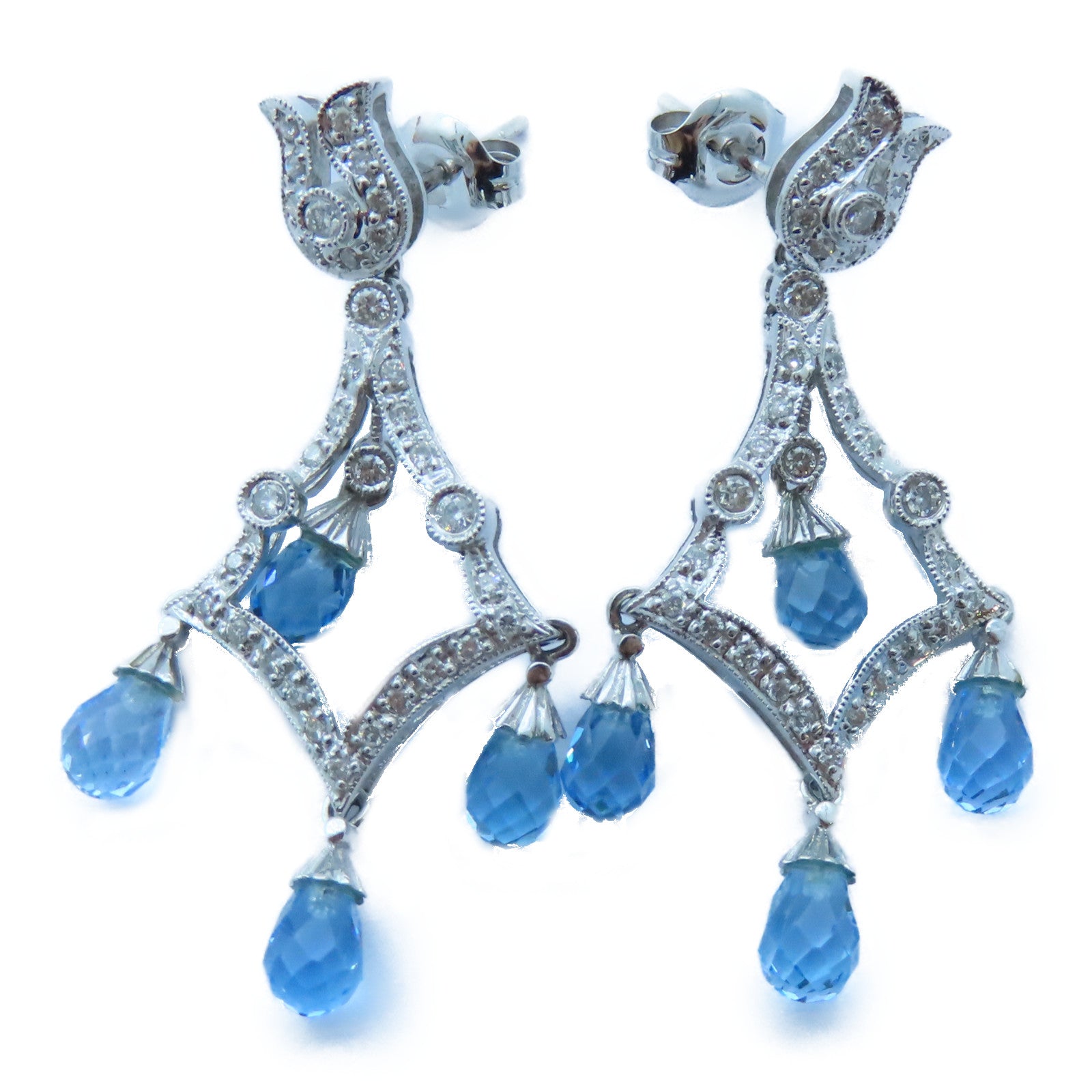 JEWELRY 【激減優惠】18K白金Topaz/Diamond Earrings 2.73ct黃玉石/0.23ct鑽石耳環