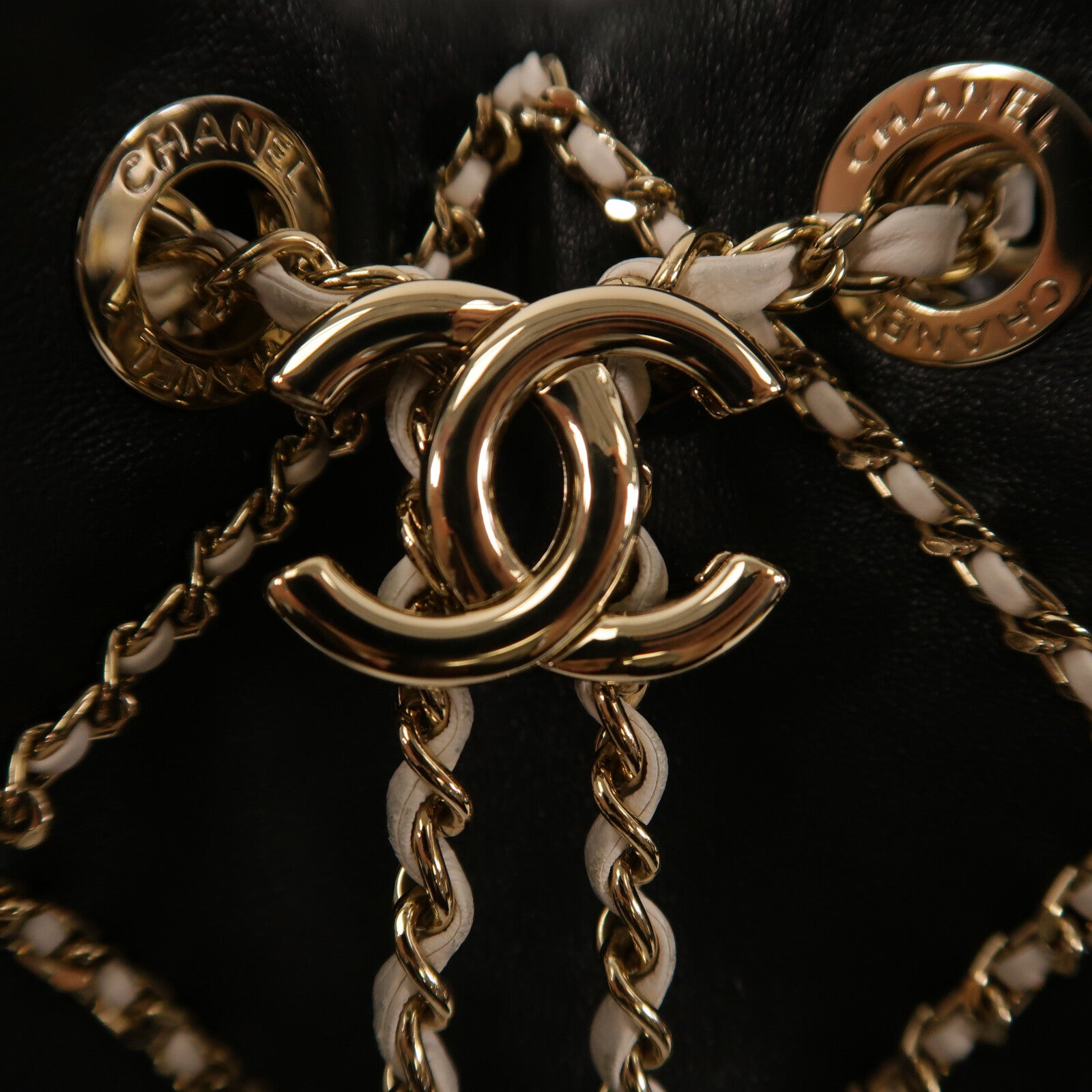 CHANEL 羊皮皮革Drawstring Bag鏈帶肩背袋