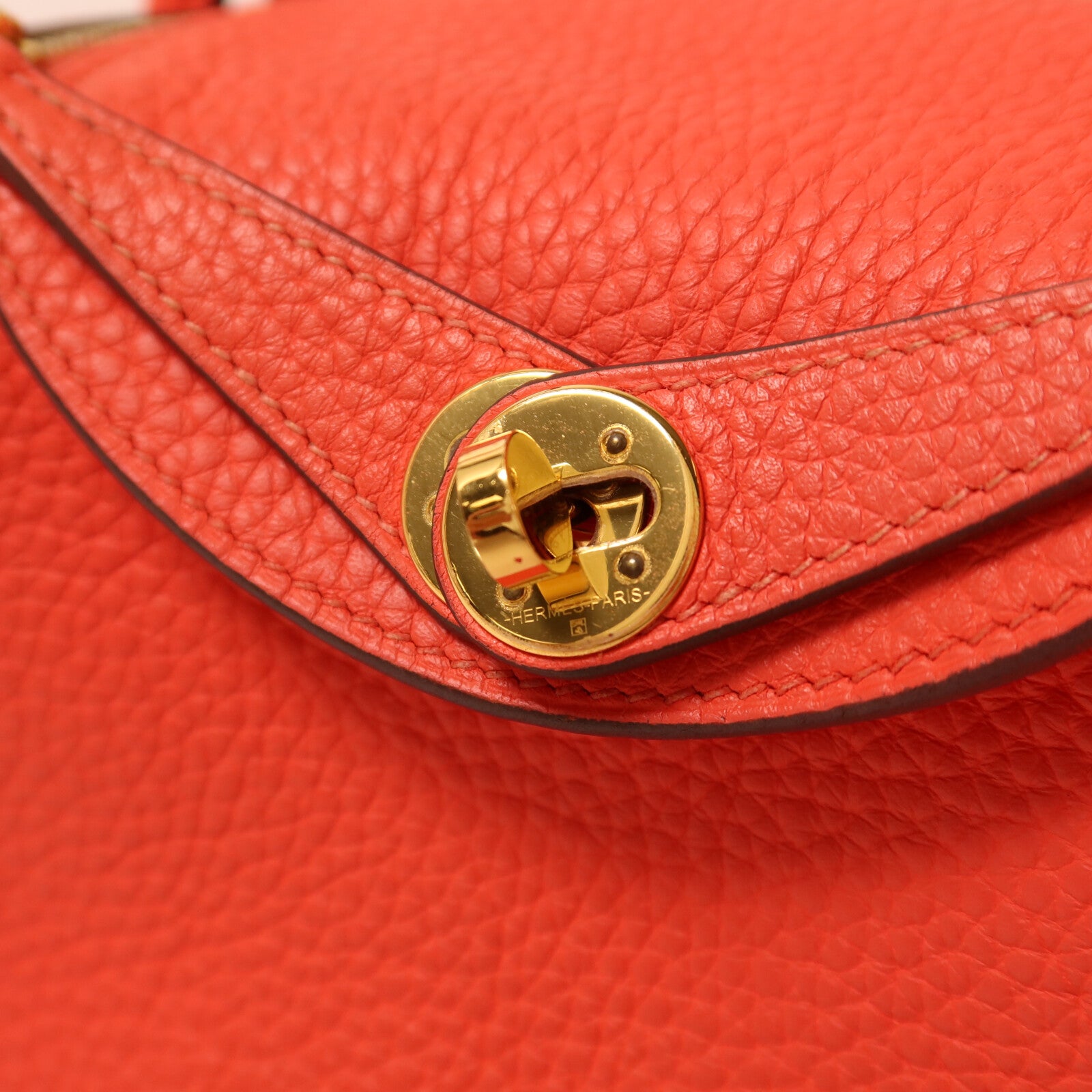 HERMES Clemence皮革Mini Lindy金扣肩背袋Rose Texas