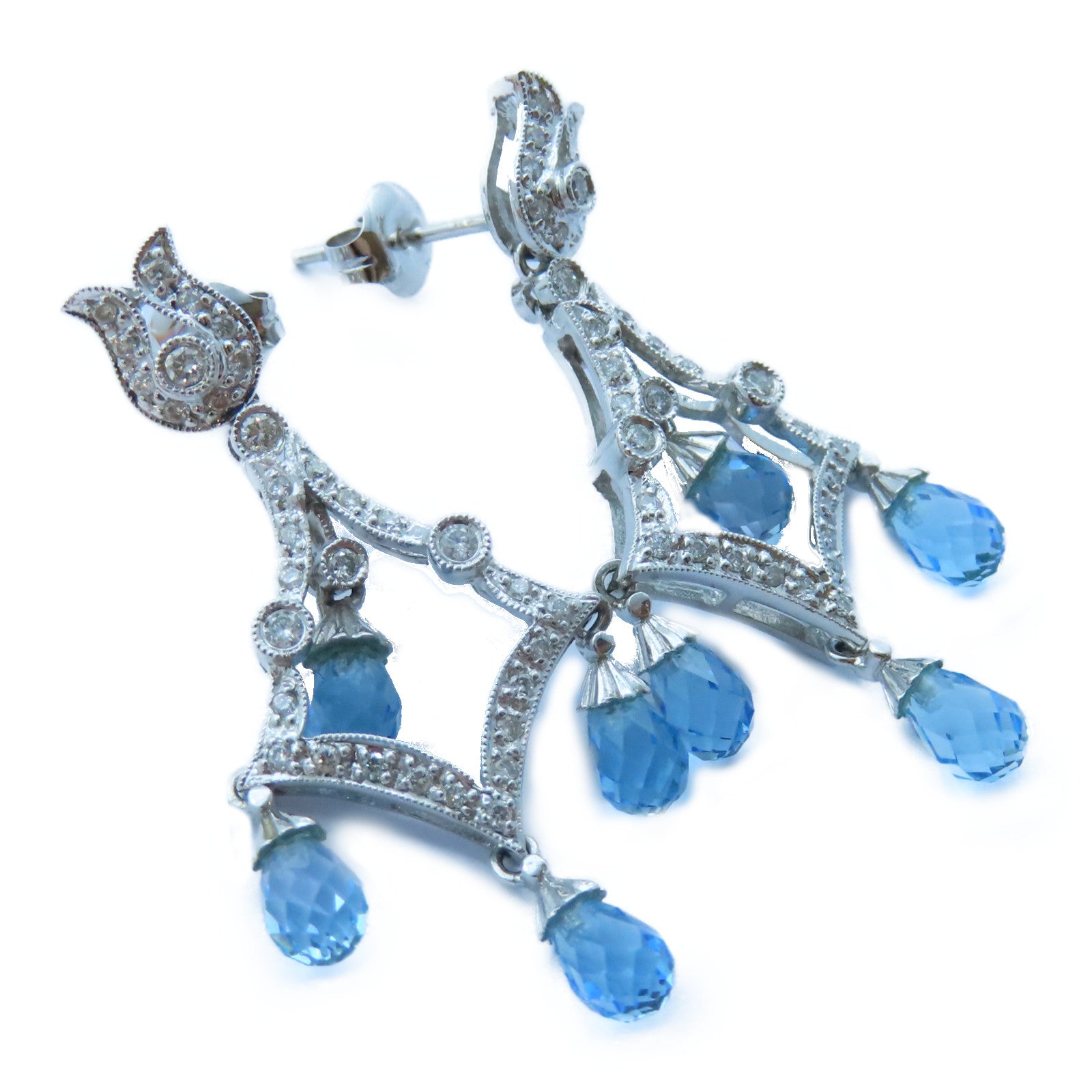 JEWELRY 【激減優惠】18K白金Topaz/Diamond Earrings 2.73ct黃玉石/0.23ct鑽石耳環
