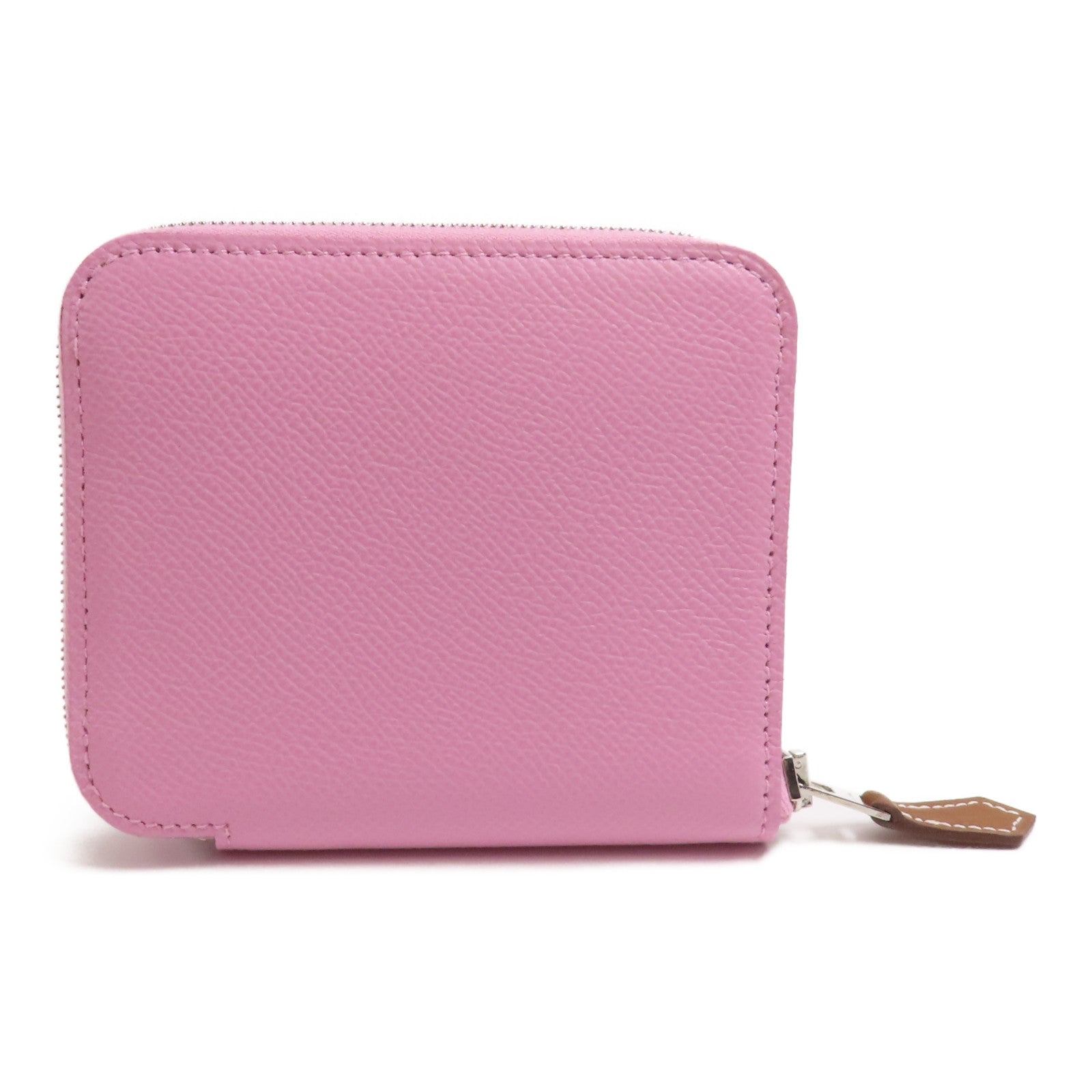 HERMES Epsom皮革Silk In Compact銀扣錢包Mauve/X9