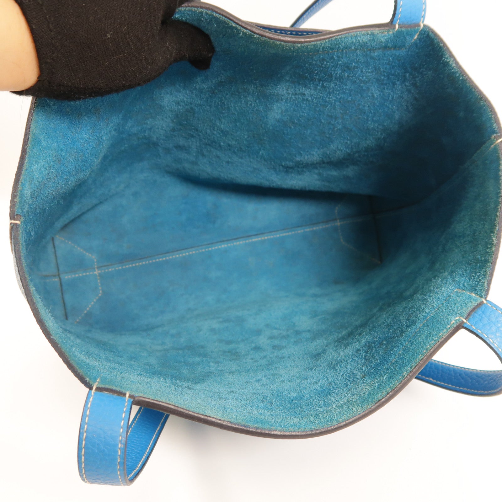 HERMES 【激減優惠】Clemence皮革Cabasellier 31肩背袋Blue Frida