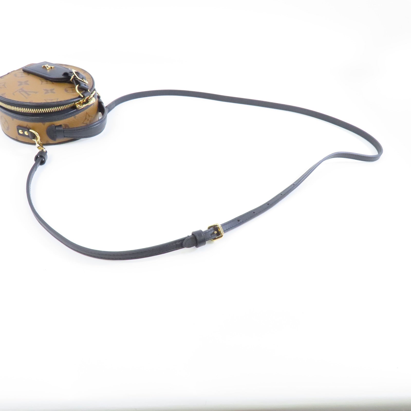 LOUIS VUITTON Monogram Reverse Mini Boite Chapeau金扣手挽肩背兩用袋棕色