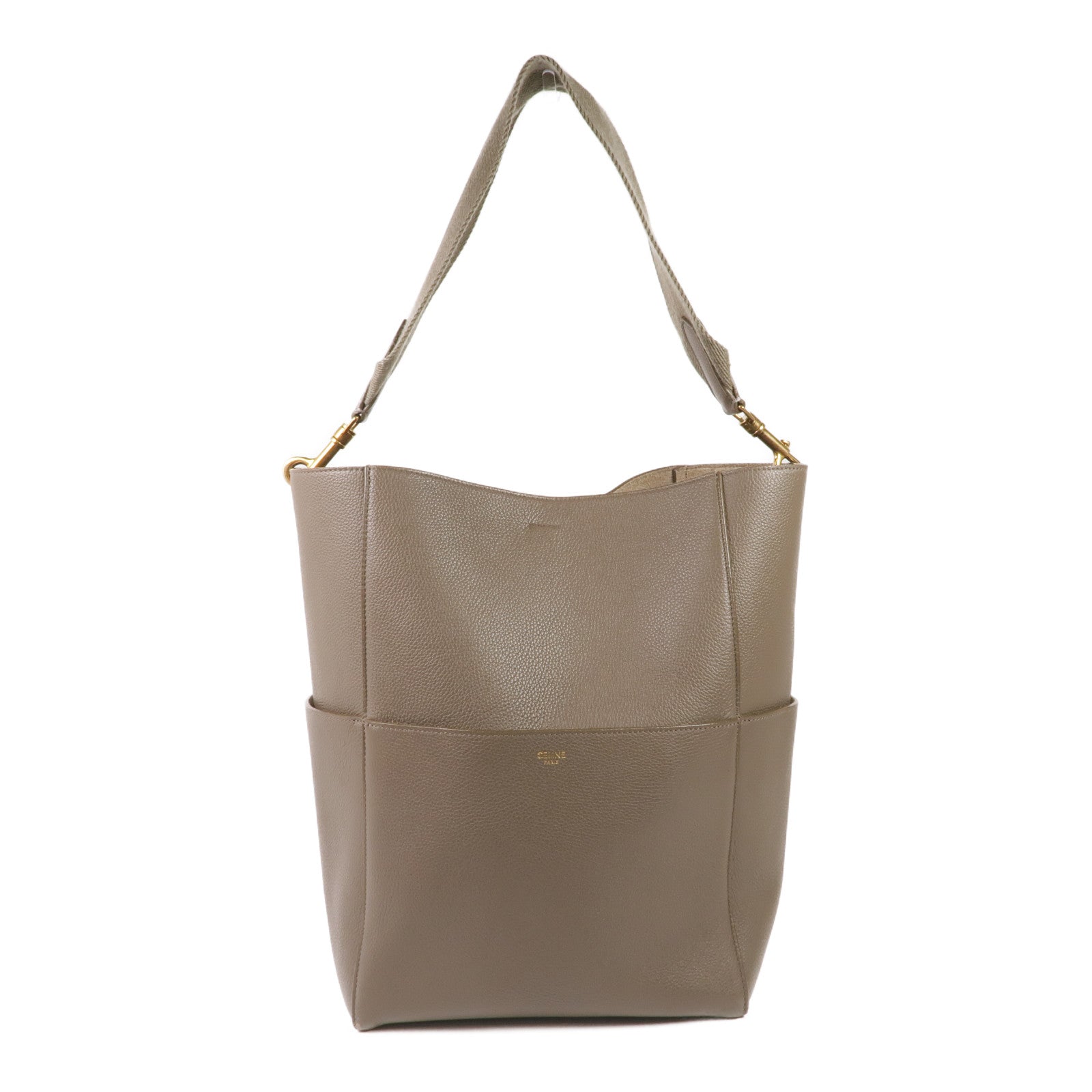 CELINE 牛皮皮革Sangle Bucket金扣肩背袋