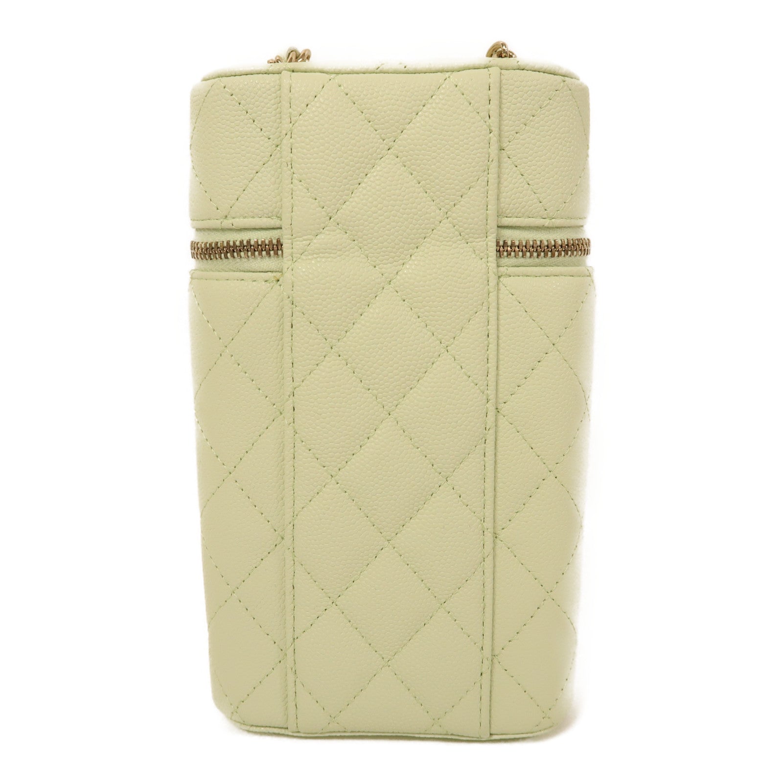 CHANEL 牛皮皮革Chain Shoulder金扣鏈帶肩背袋綠色