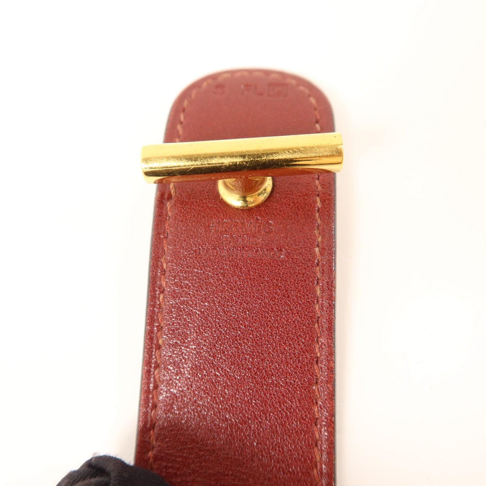HERMES 【激減優惠】Tadelakt皮革Cuir Hydra Bracelet金扣手鐲Rouge H