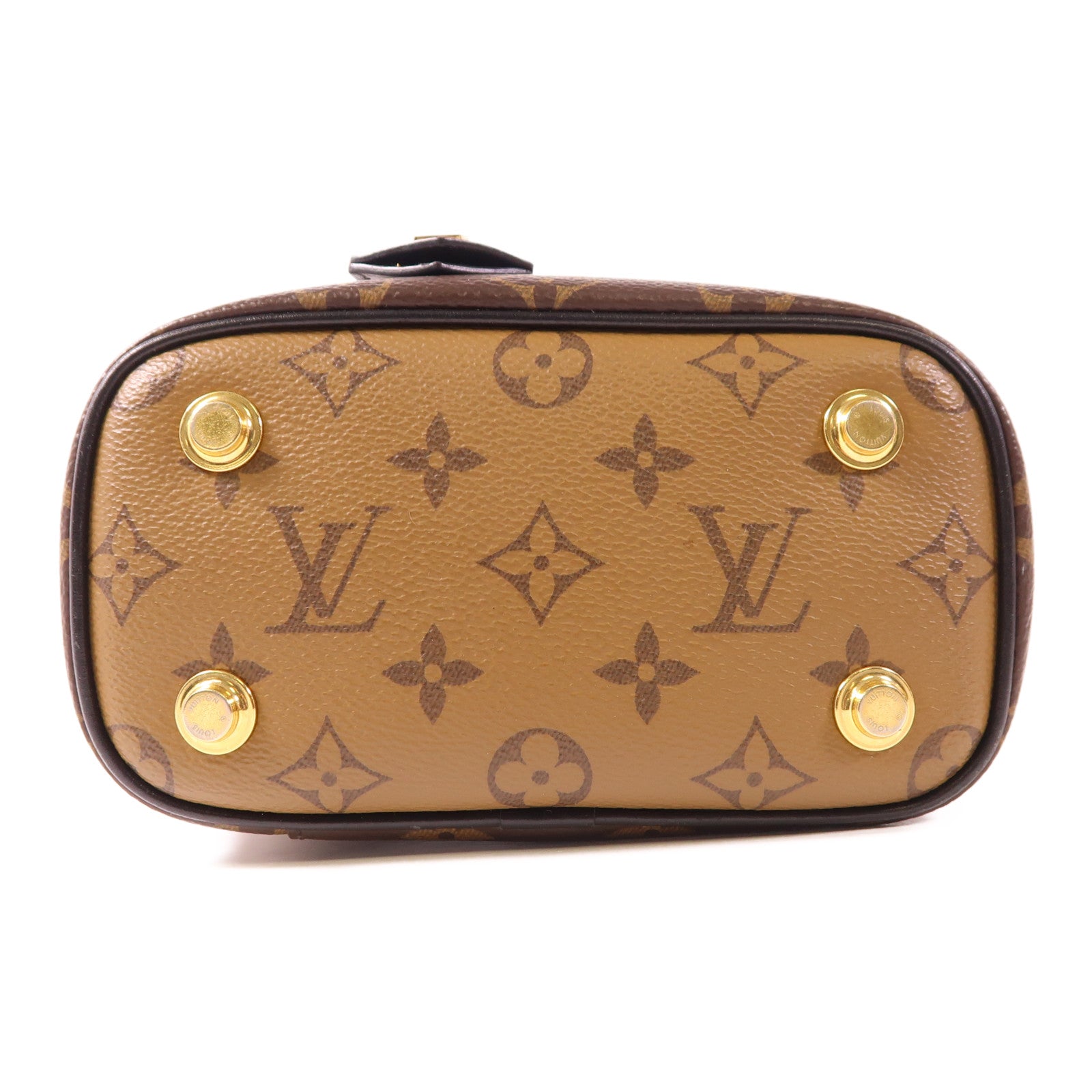 LOUIS VUITTON Monogram Reverse Vanity PM金扣手挽肩背兩用袋棕色