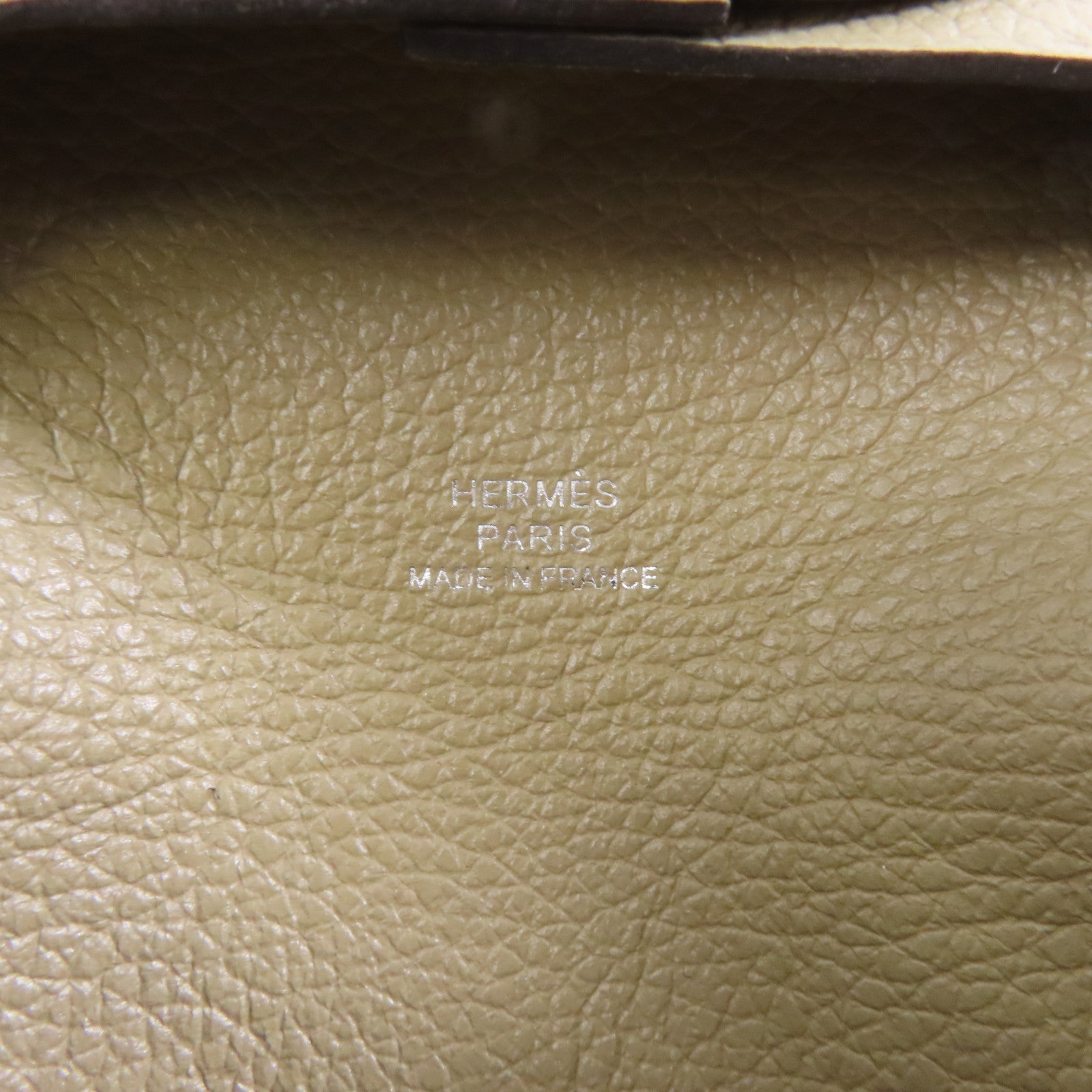 HERMES Chevre皮革Bastia銀扣零錢包Marfa/米色