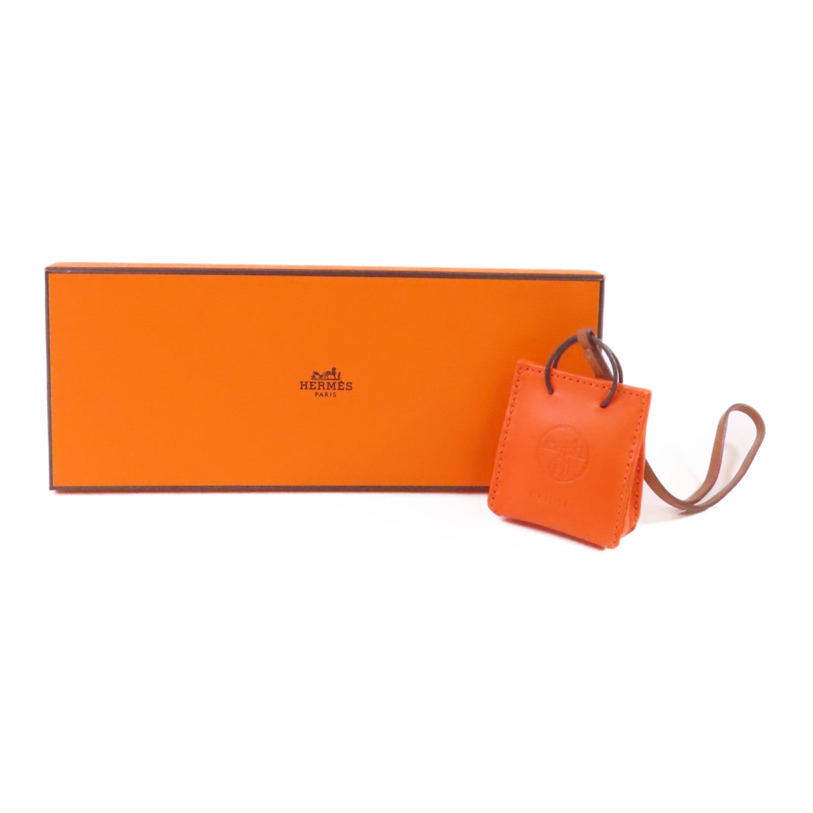 HERMES Milo皮革/Swift皮革Orange Bag Charm掛飾橙色