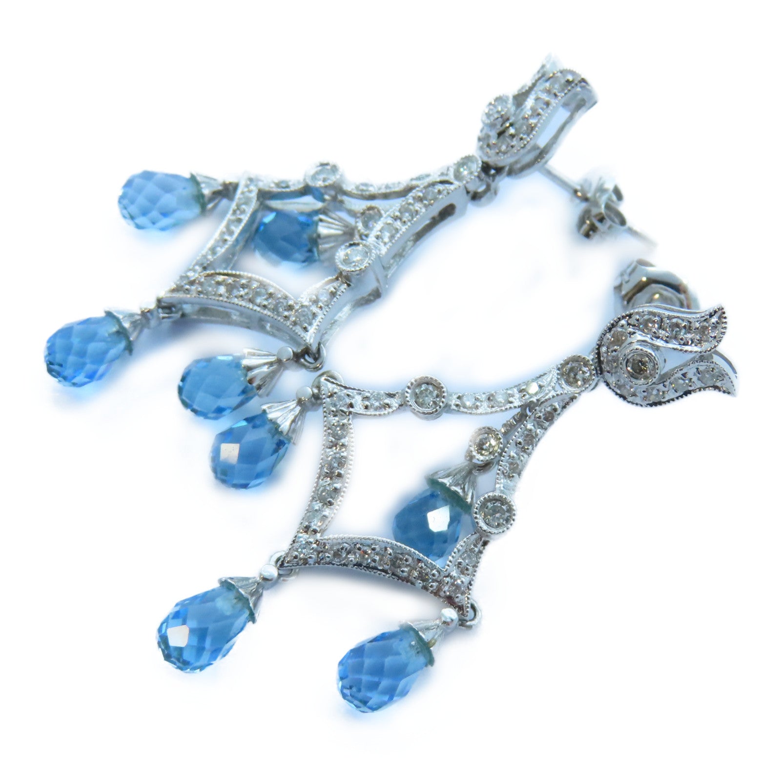 JEWELRY 【激減優惠】18K白金Topaz/Diamond Earrings 2.73ct黃玉石/0.23ct鑽石耳環