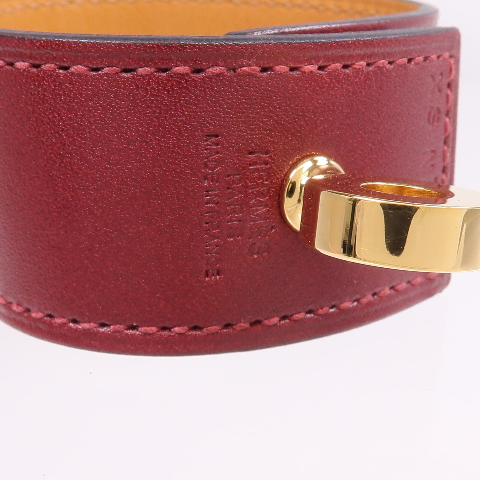 HERMES 【激減優惠】Box Calf皮革Hip Hop Bracelet金扣手帶
