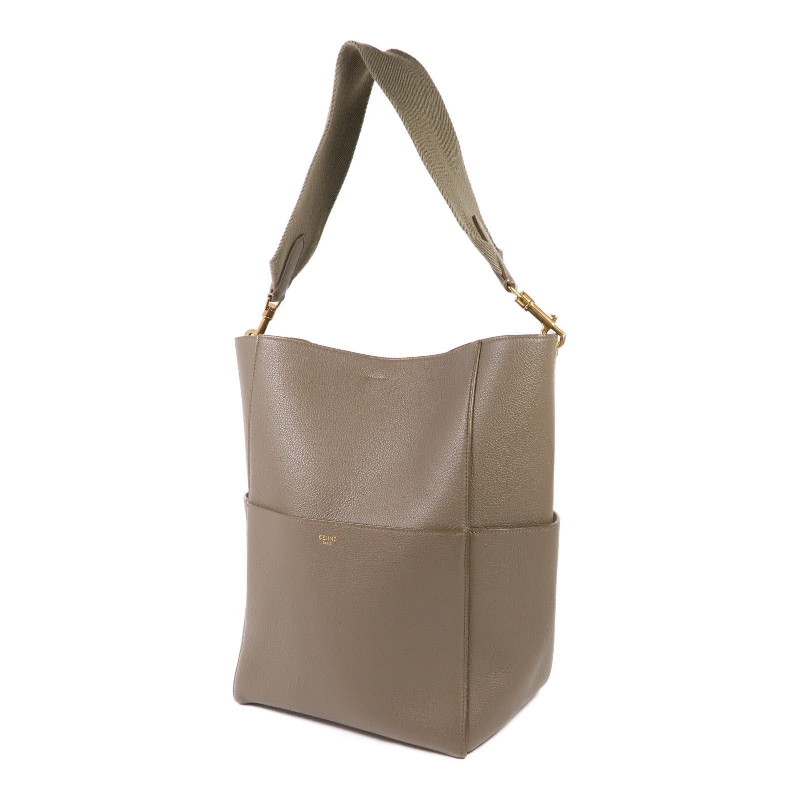 CELINE 牛皮皮革Sangle Bucket金扣肩背袋