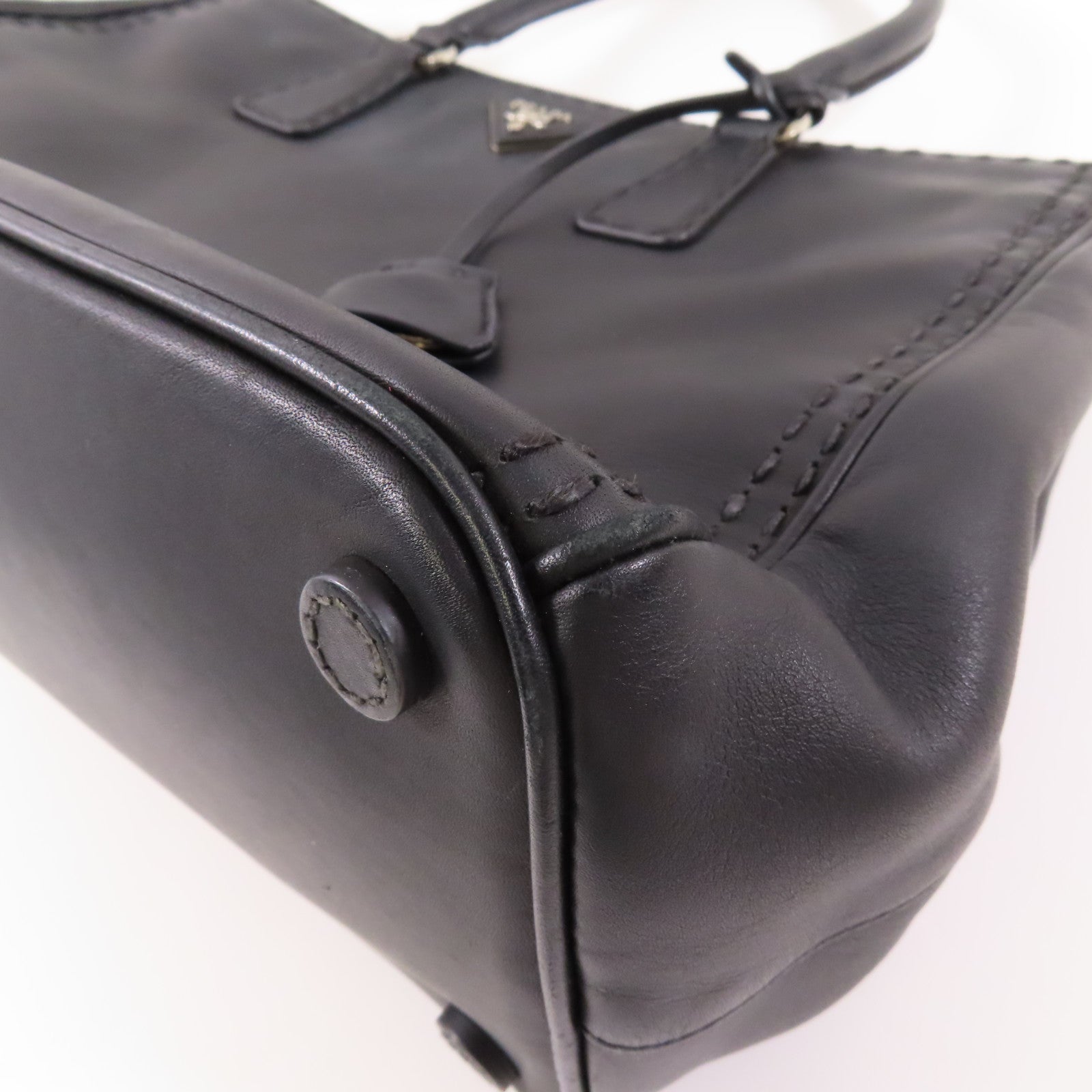 PRADA 牛皮皮革2 Way Shoulder Bag銀扣手挽肩背兩用袋