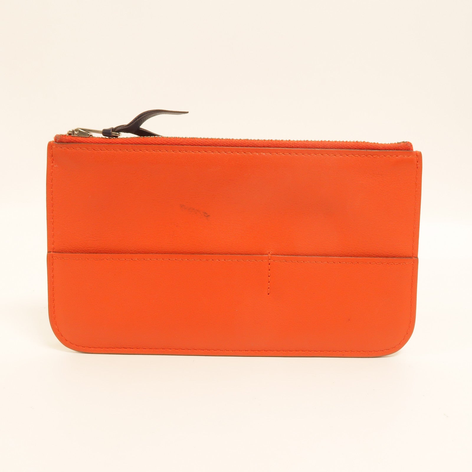 HERMES Swift皮革Dogon GM長錢包Bleu Marine/Feu