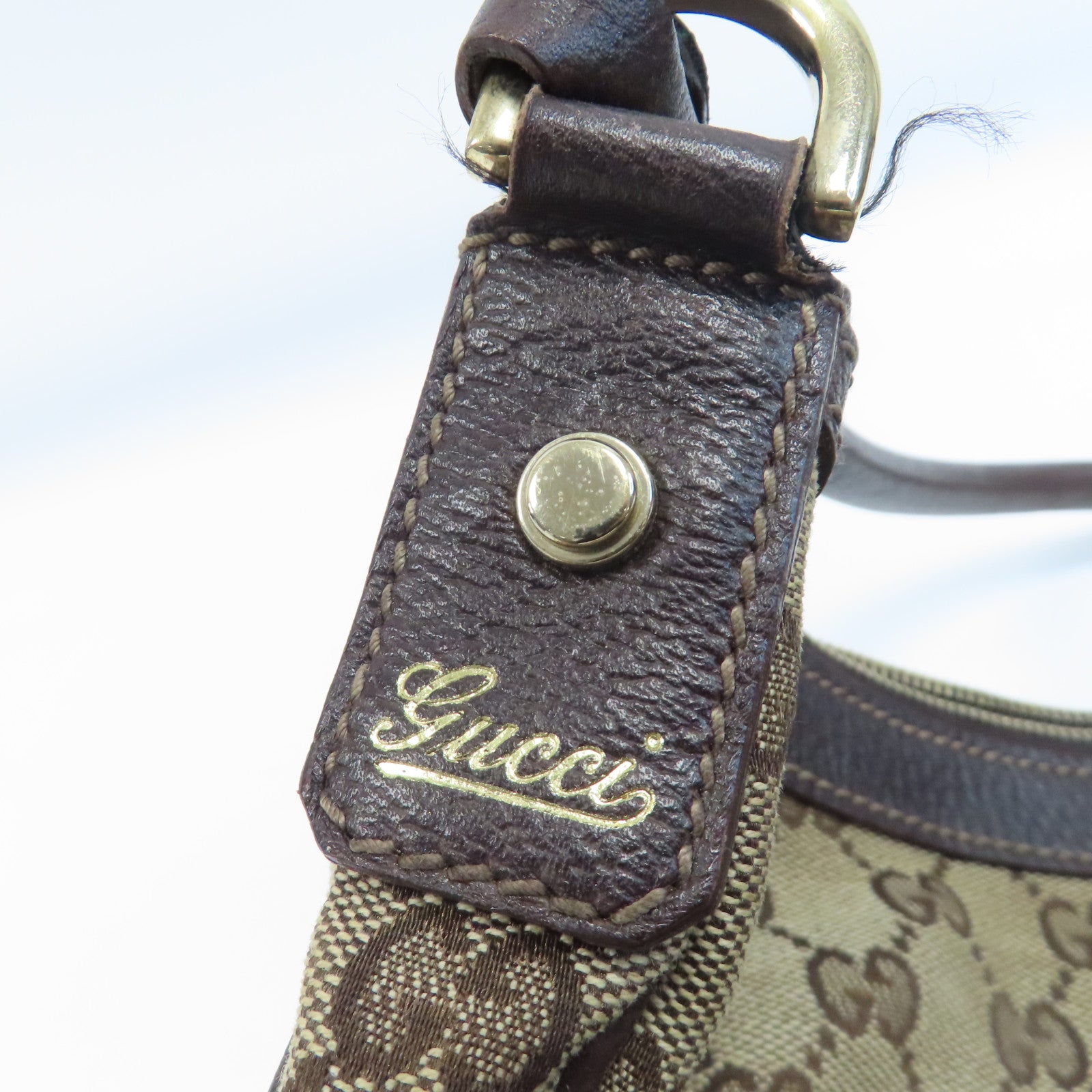 GUCCI 帆布Shoulder Bag金扣肩背袋啡色