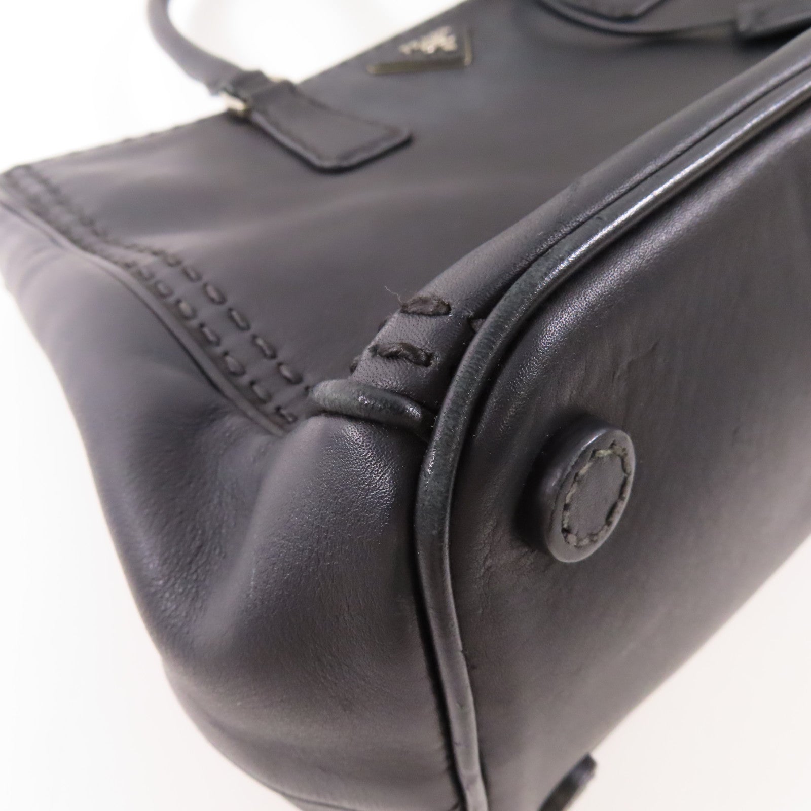 PRADA 牛皮皮革2 Way Shoulder Bag銀扣手挽肩背兩用袋
