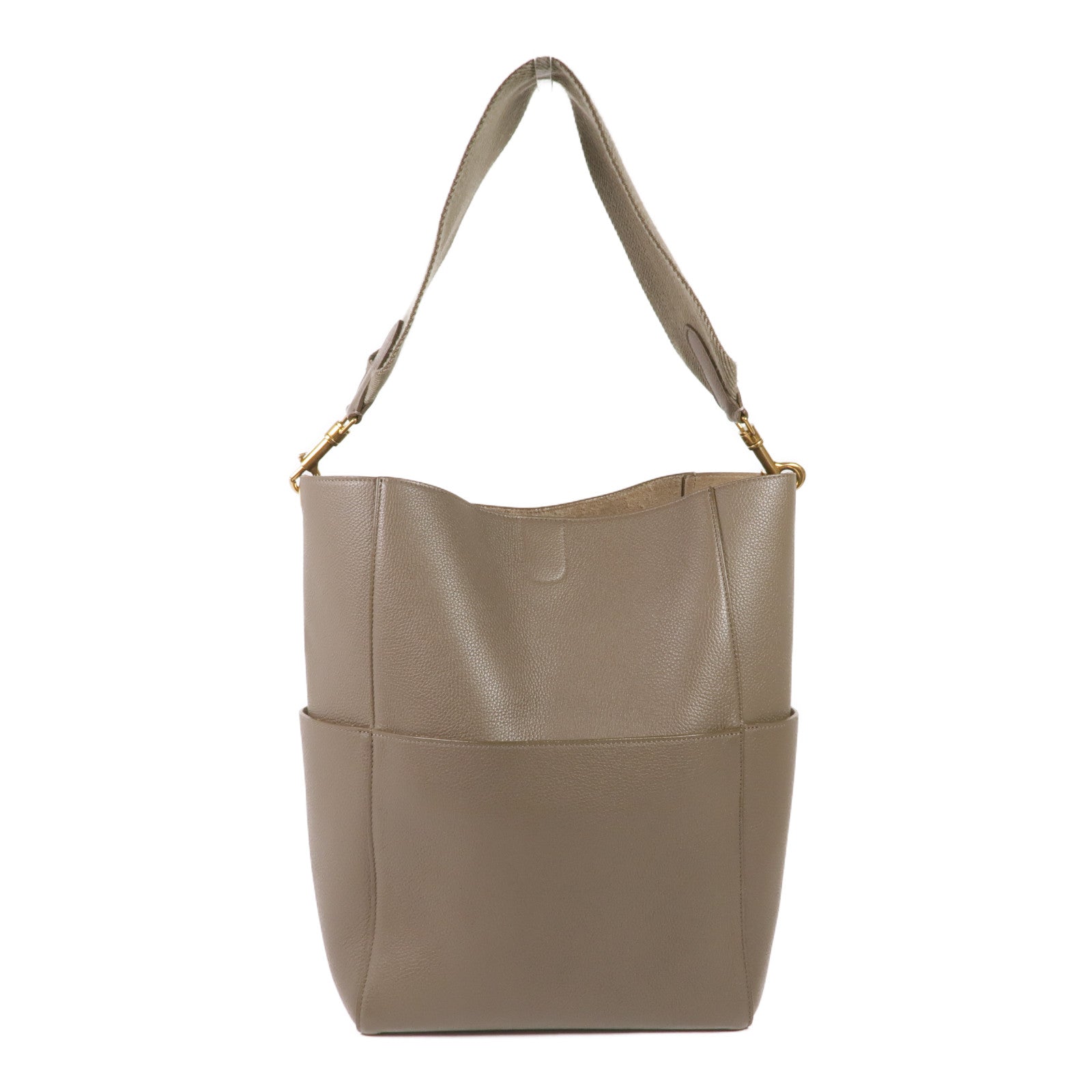 CELINE 牛皮皮革Sangle Bucket金扣肩背袋