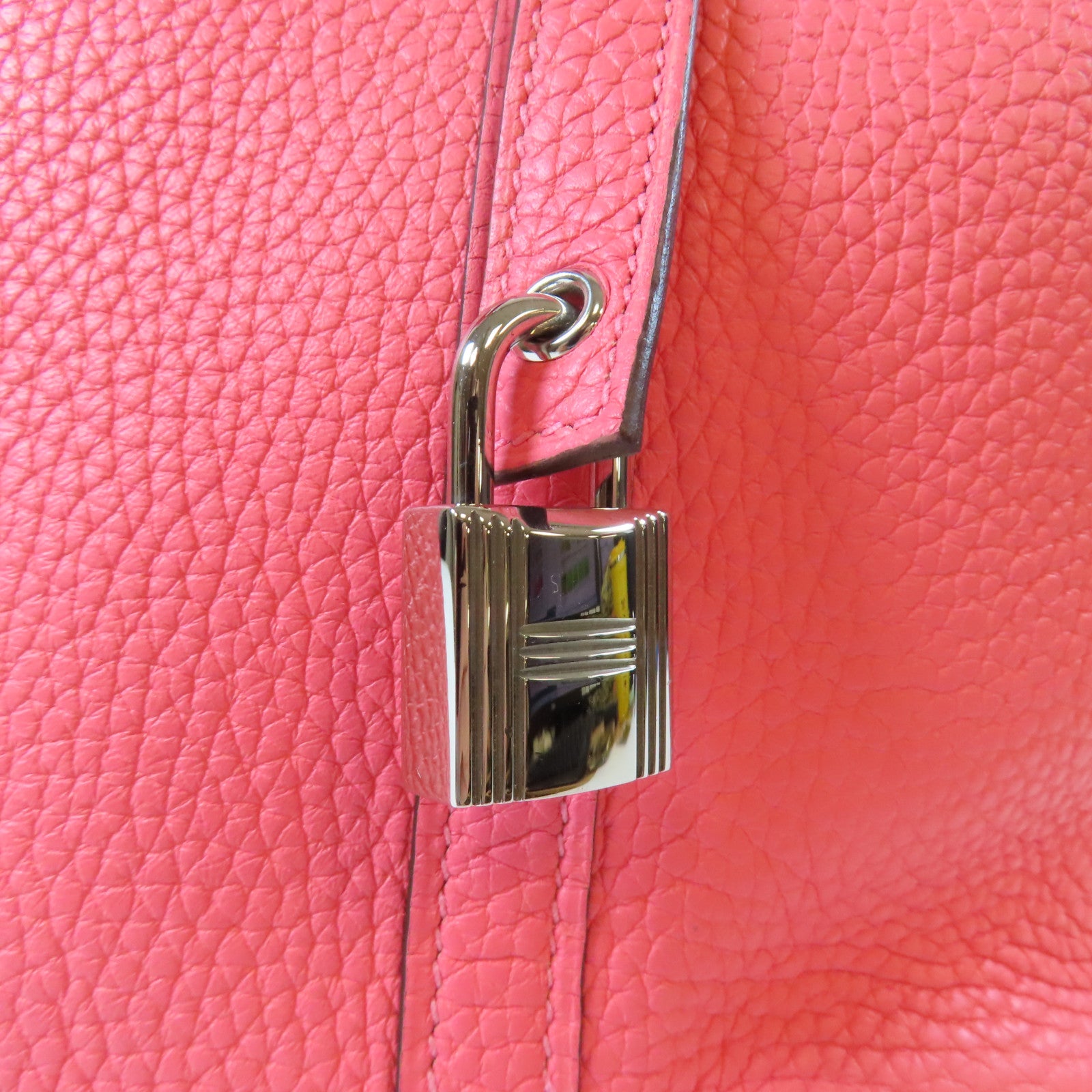 HERMES 【激減優惠】Clemence皮革Picotin MM銀扣手挽袋Rose Lipstick/粉紅色