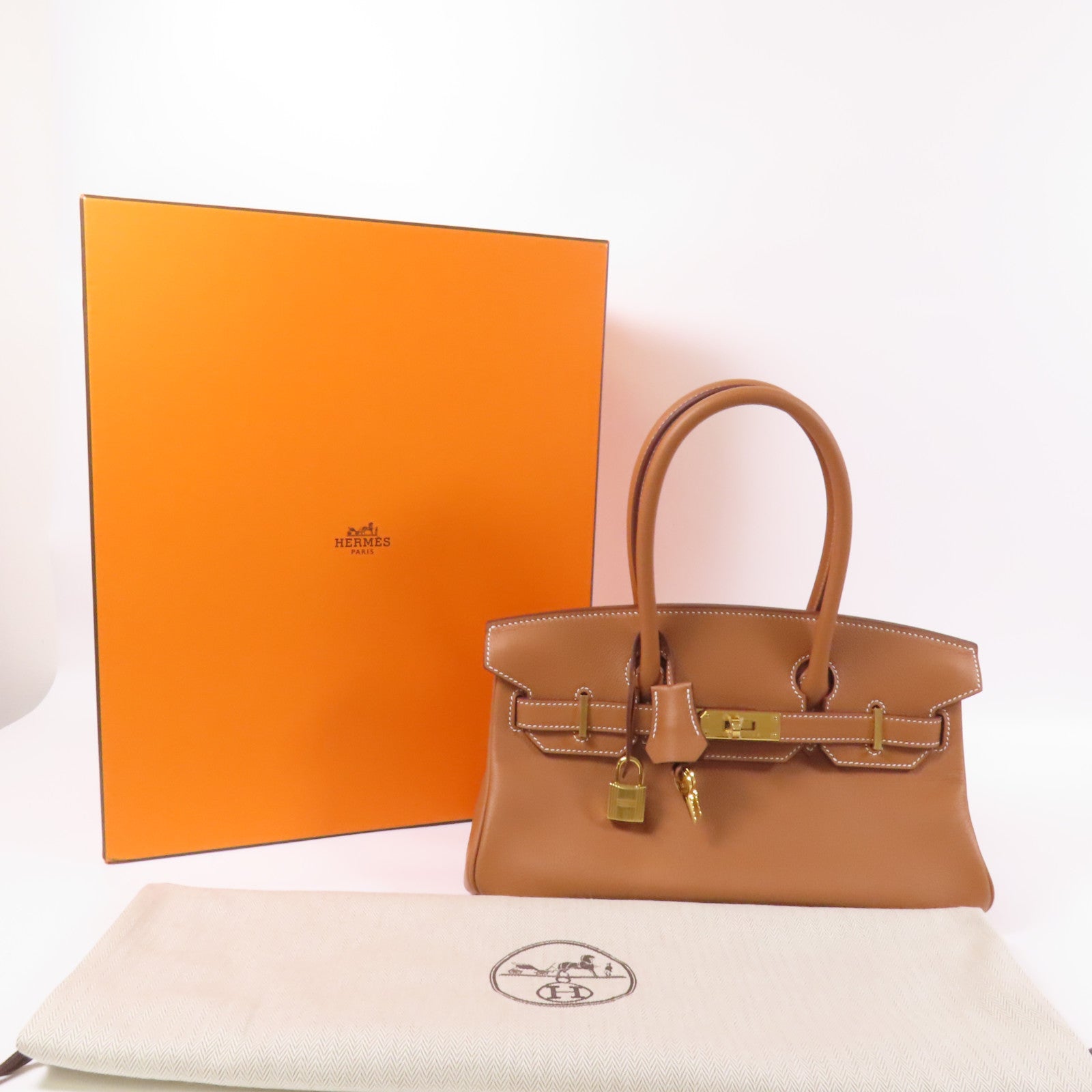 HERMES 【激減優惠】Evercolor皮革Shoulder Birkin Light 29金扣手挽袋Gold