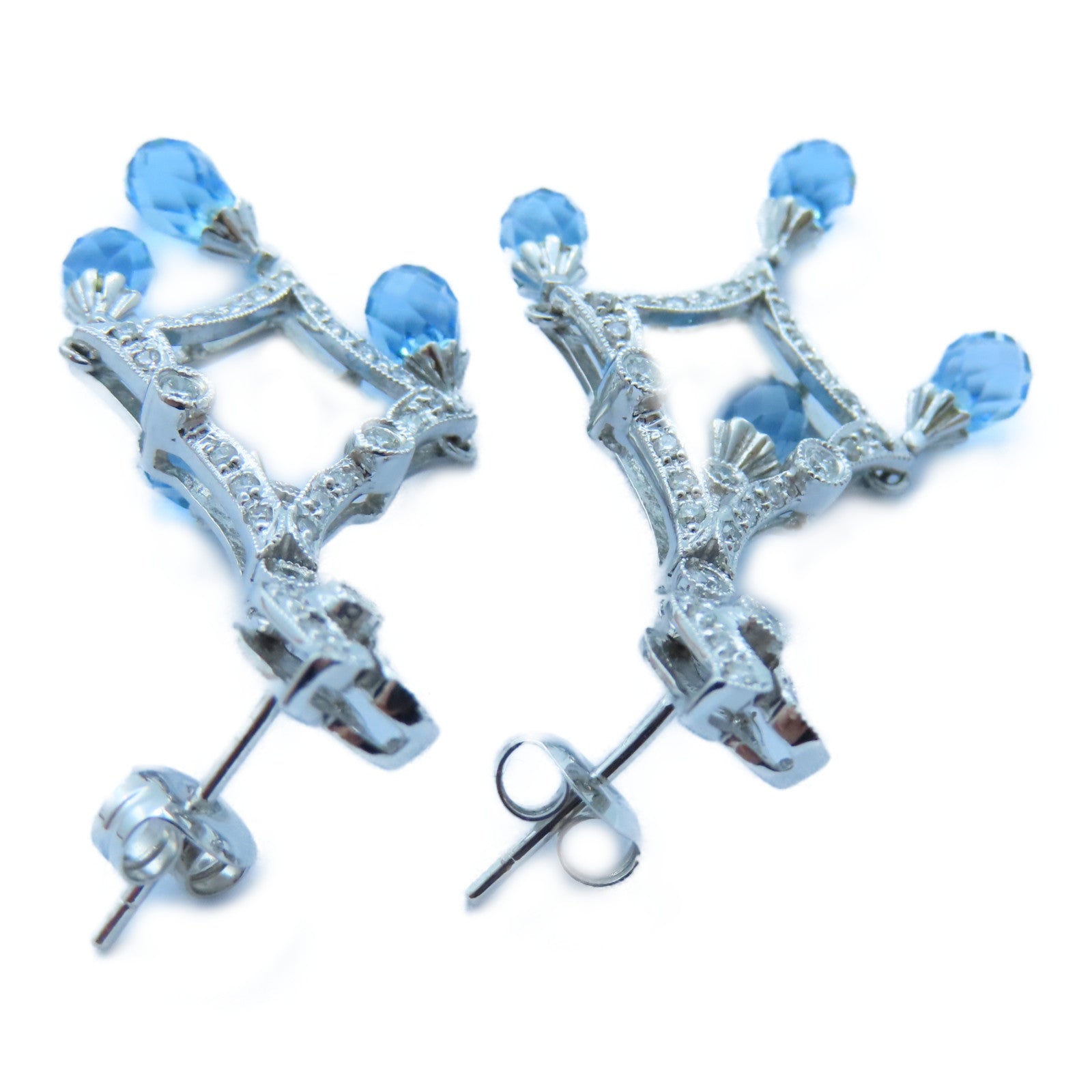 JEWELRY 【激減優惠】18K白金Topaz/Diamond Earrings 2.73ct黃玉石/0.23ct鑽石耳環