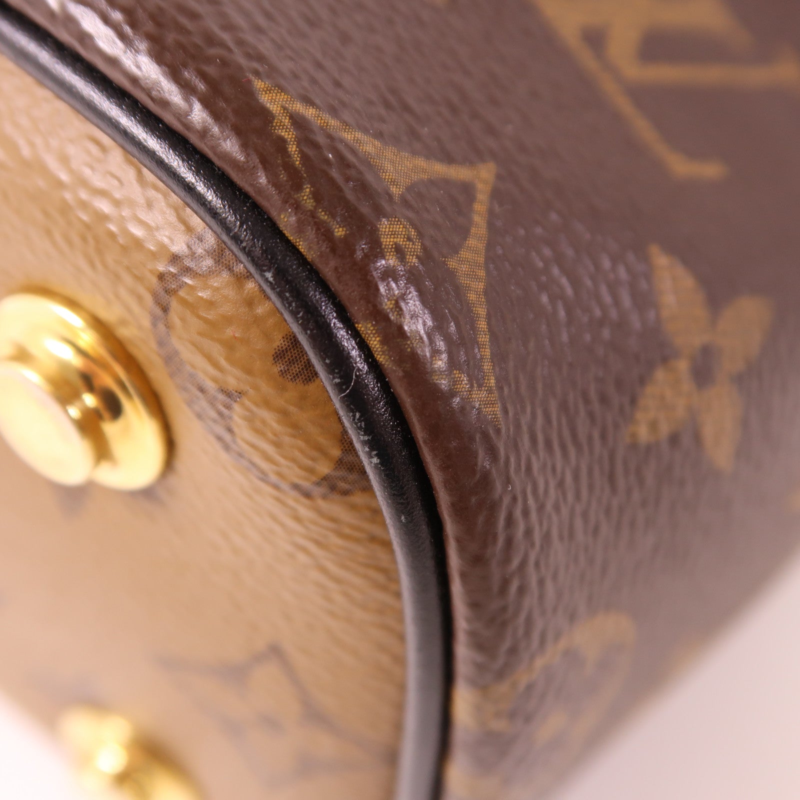 LOUIS VUITTON Monogram Reverse Vanity PM金扣手挽肩背兩用袋棕色