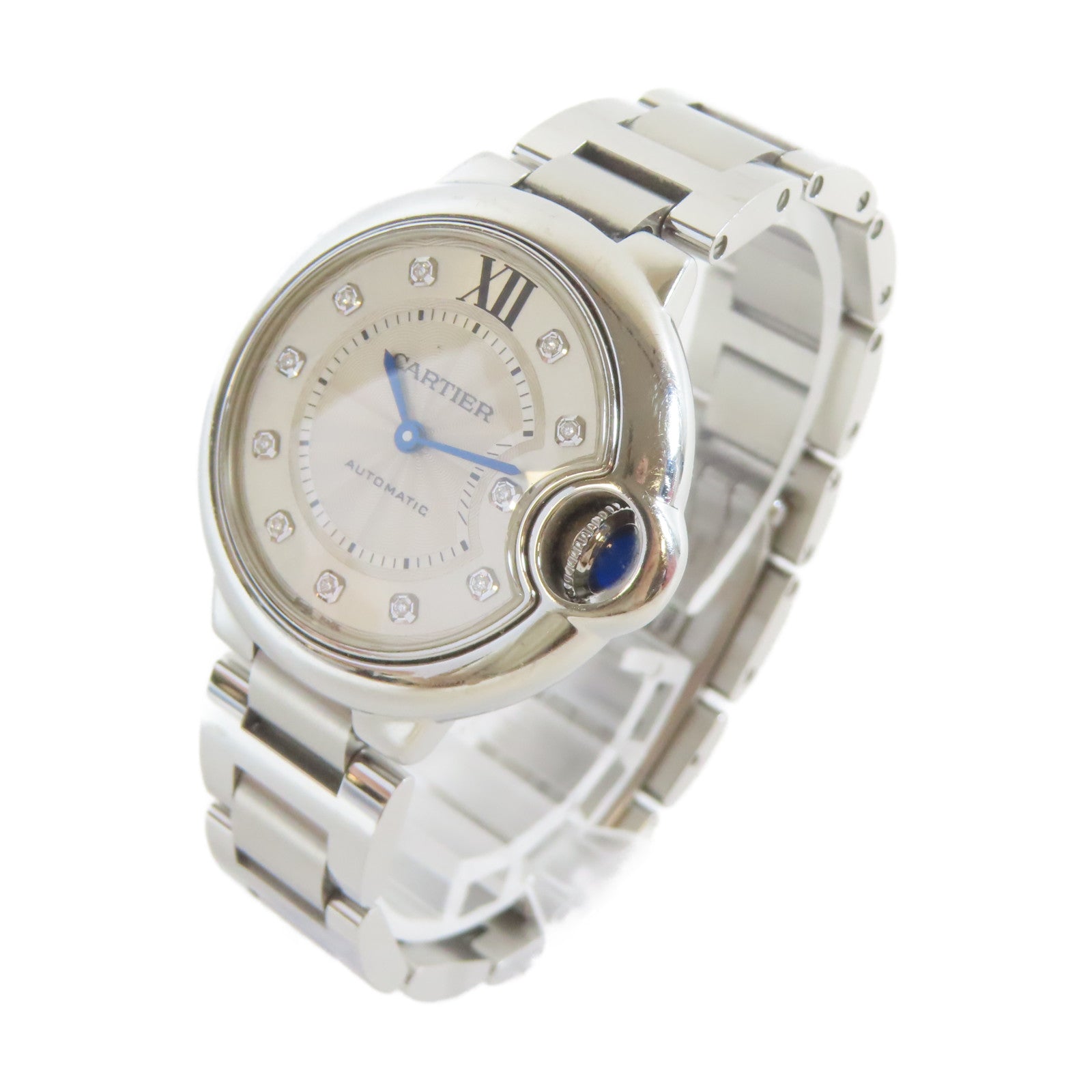 CARTIER Ballon Bleu不鏽鋼手錶自動機芯銀色#15cm