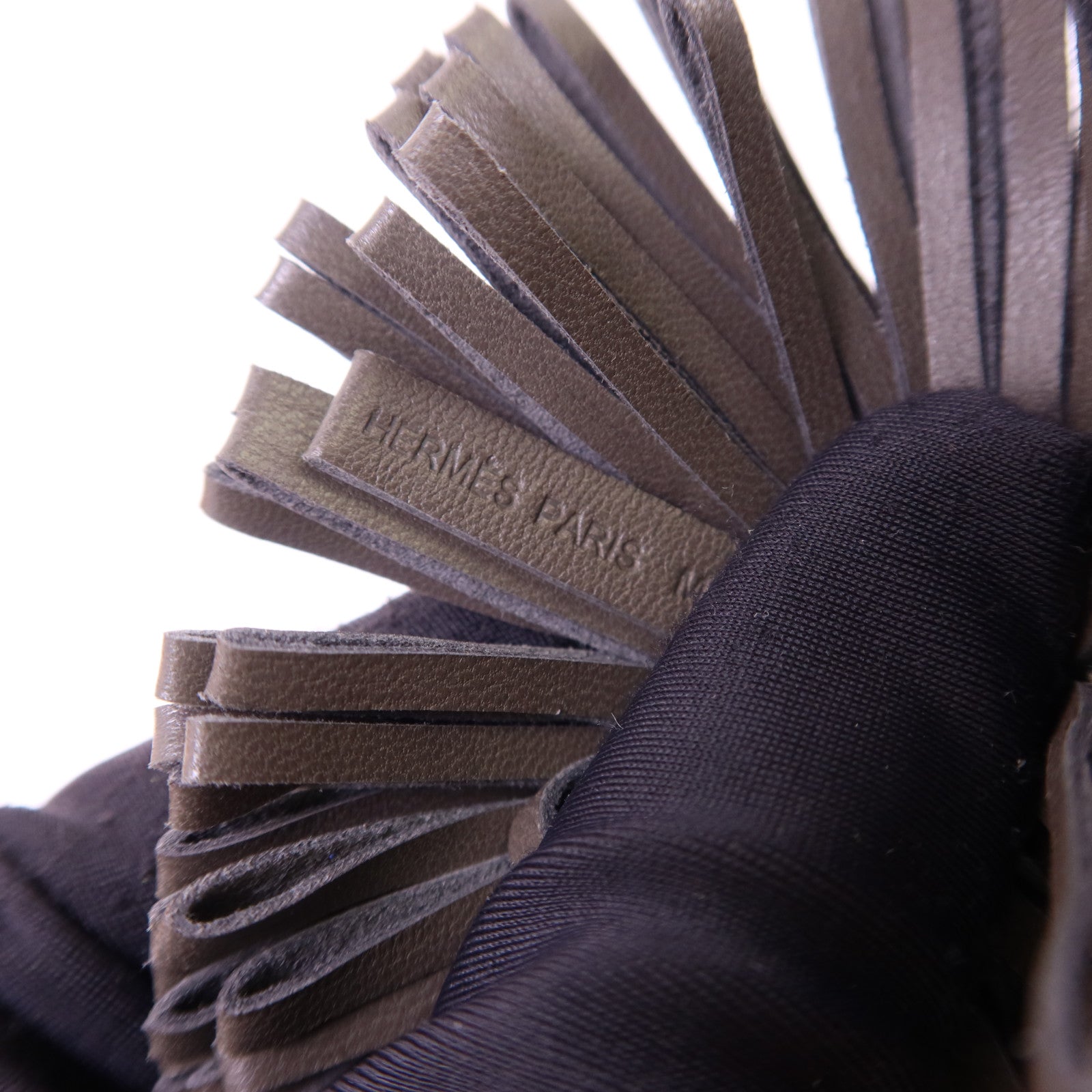 HERMES Milo皮革Carmen銀扣鎖匙扣