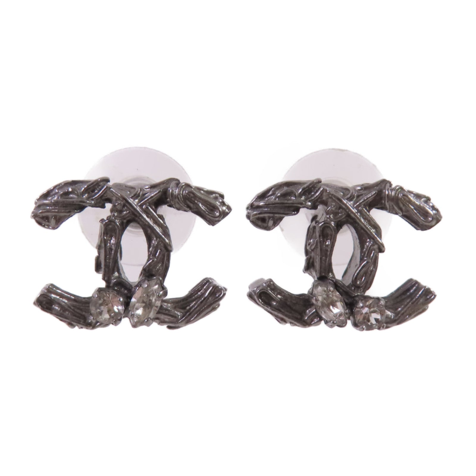 CHANEL 金屬/水晶玻璃CC Earrings耳環