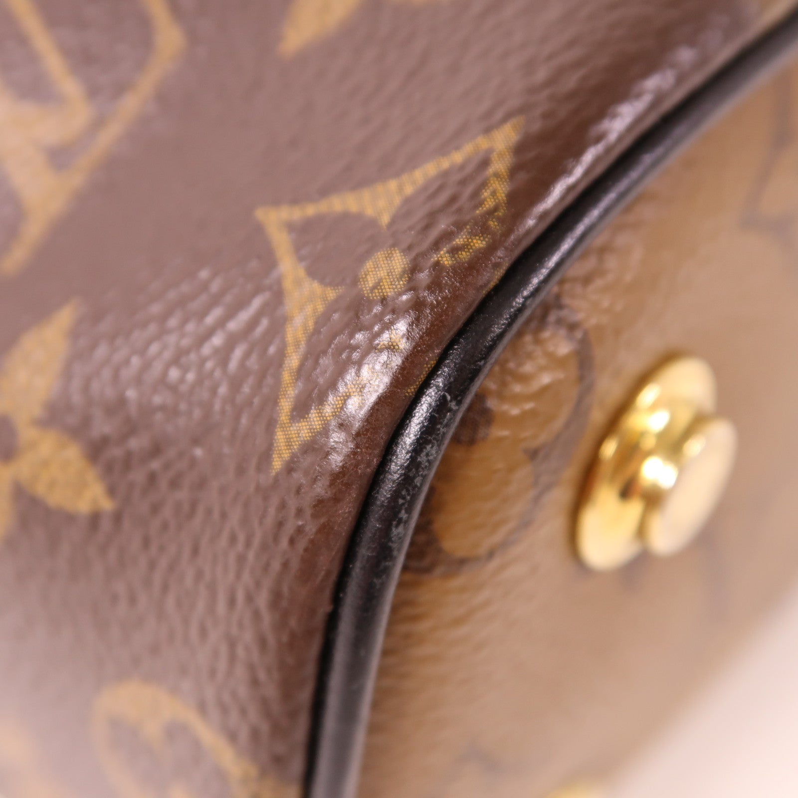 LOUIS VUITTON Monogram Reverse Vanity PM金扣手挽肩背兩用袋棕色