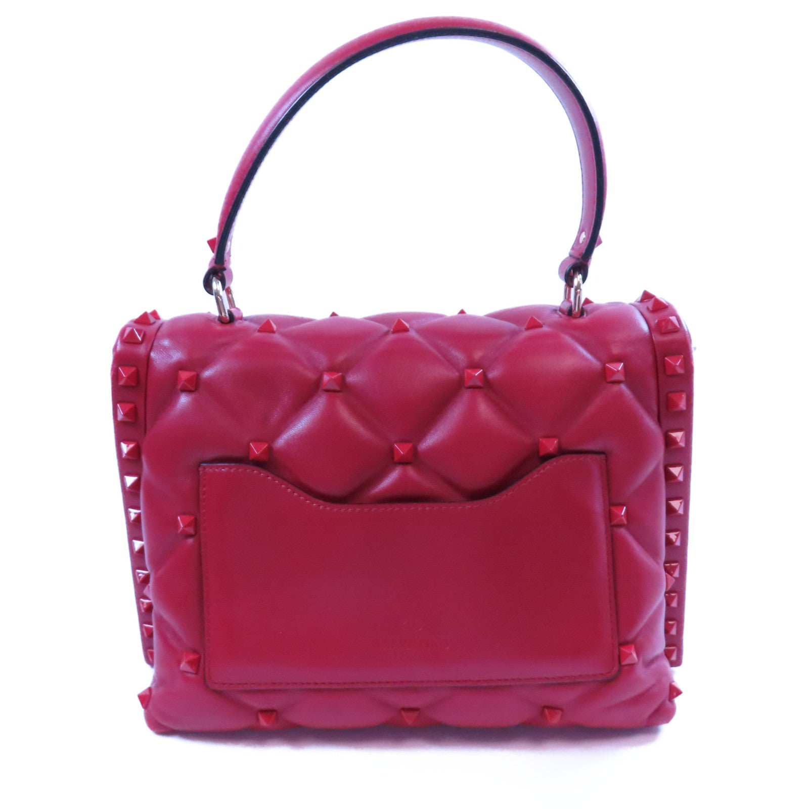 Valentino 牛皮皮革Shoulder金扣手挽肩背兩用袋紅色