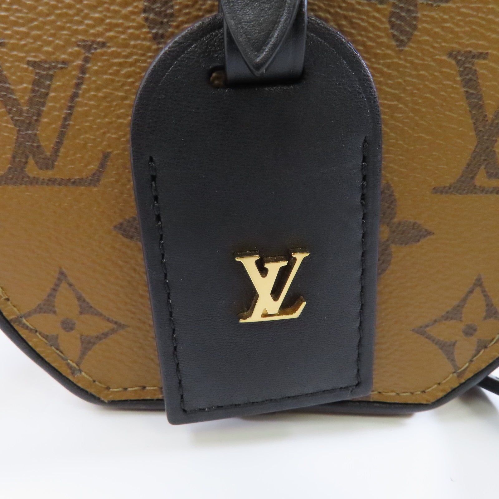 LOUIS VUITTON Monogram Reverse Mini Boite Chapeau金扣手挽肩背兩用袋棕色
