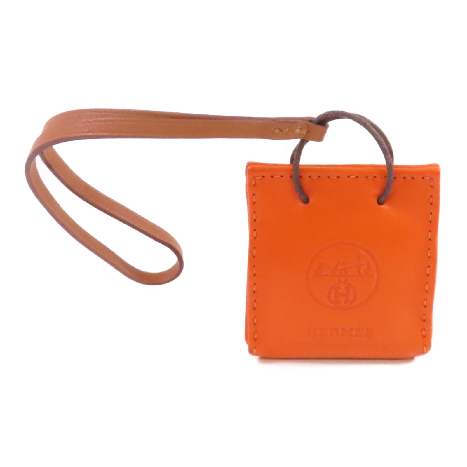 HERMES Milo皮革/Swift皮革Orange Bag Charm掛飾橙色