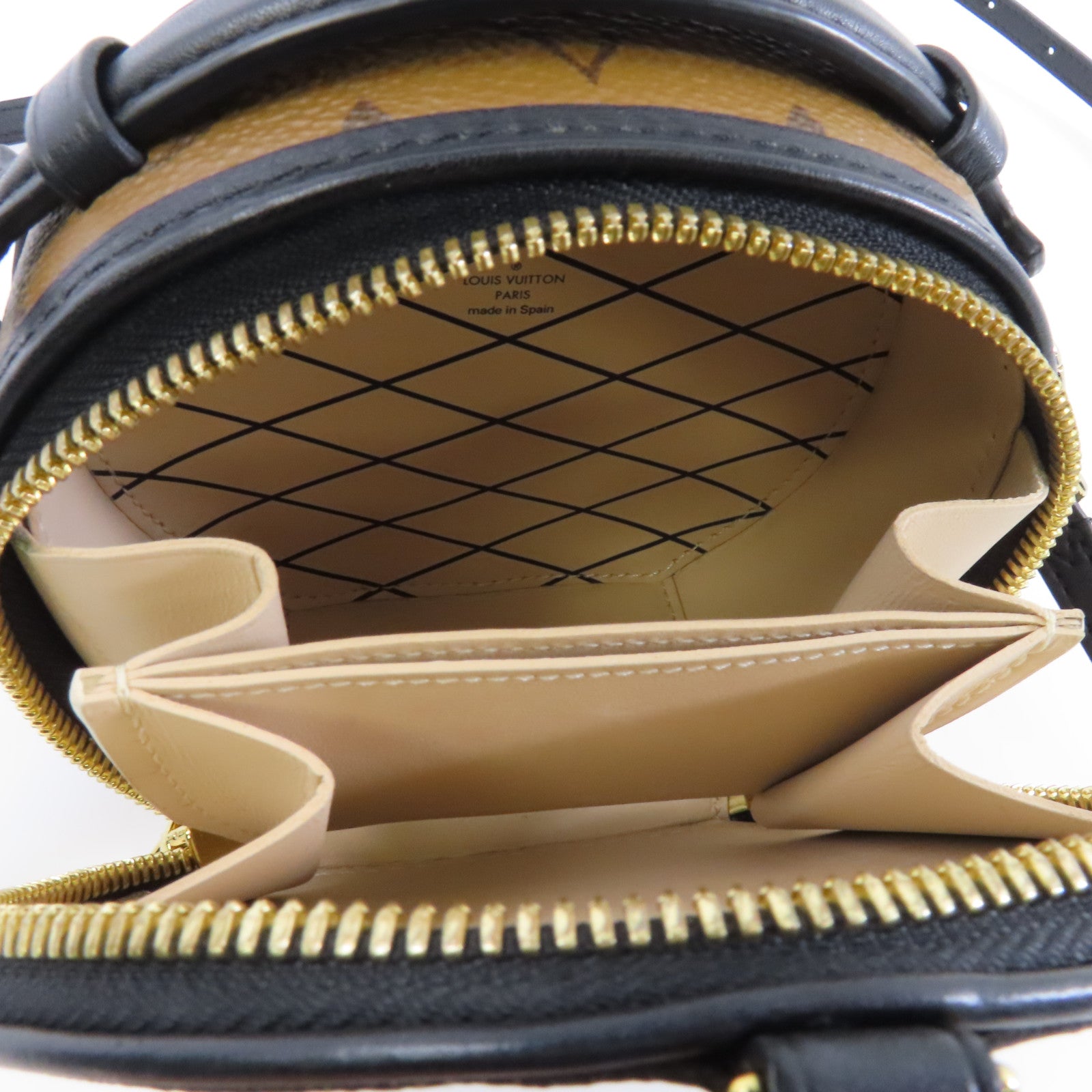LOUIS VUITTON Monogram Reverse Mini Boite Chapeau金扣手挽肩背兩用袋棕色