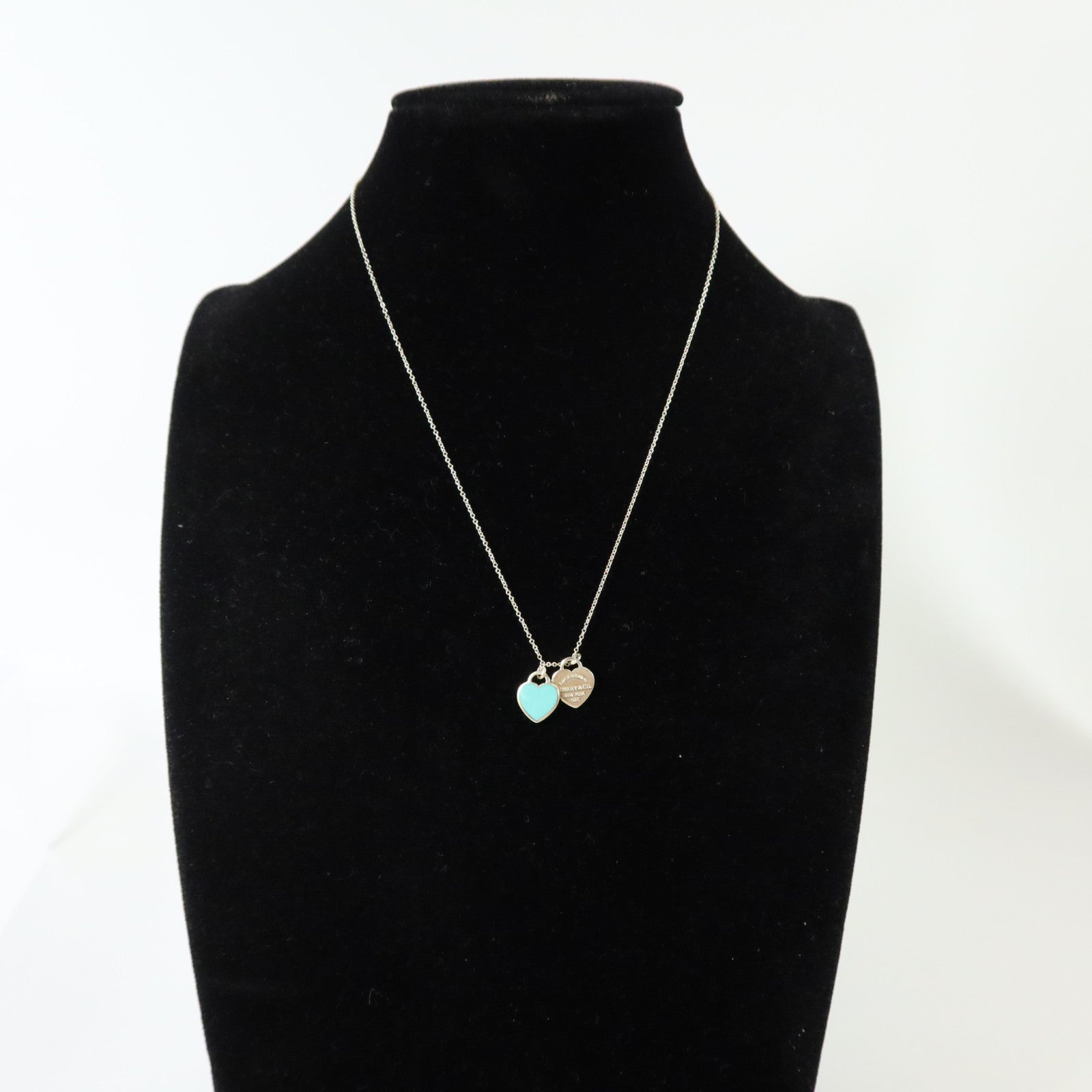 TIFFANY＆CO 925純銀Return To Tiffany Blue Double Heart Tag Necklace項鏈