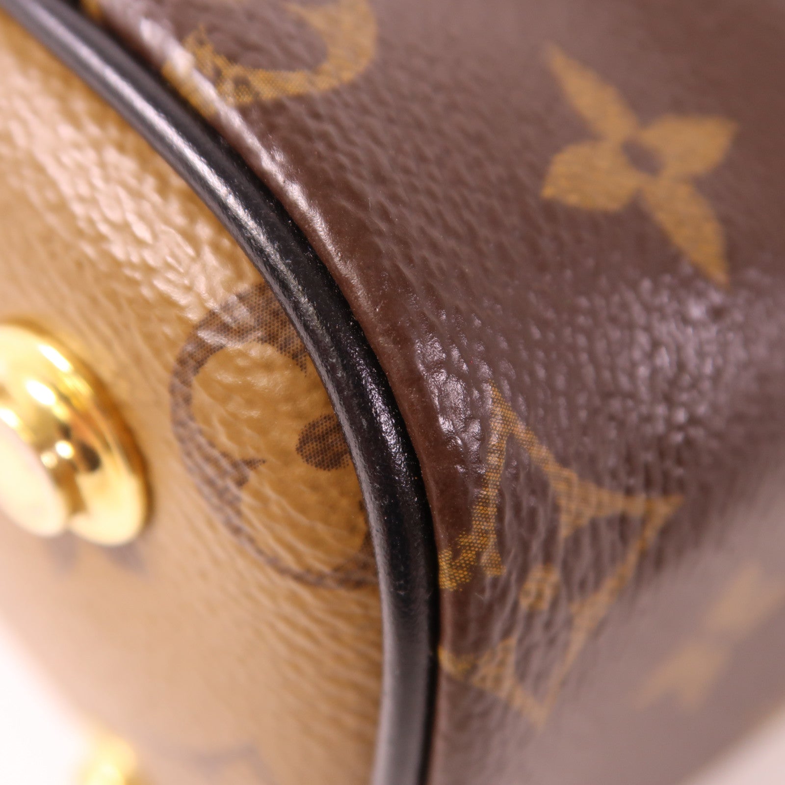 LOUIS VUITTON Monogram Reverse Vanity PM金扣手挽肩背兩用袋棕色