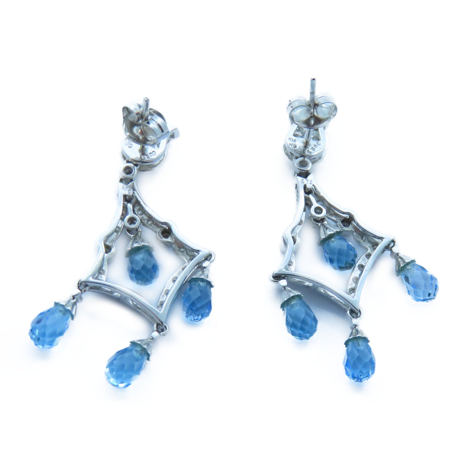 JEWELRY 【激減優惠】18K白金Topaz/Diamond Earrings 2.73ct黃玉石/0.23ct鑽石耳環