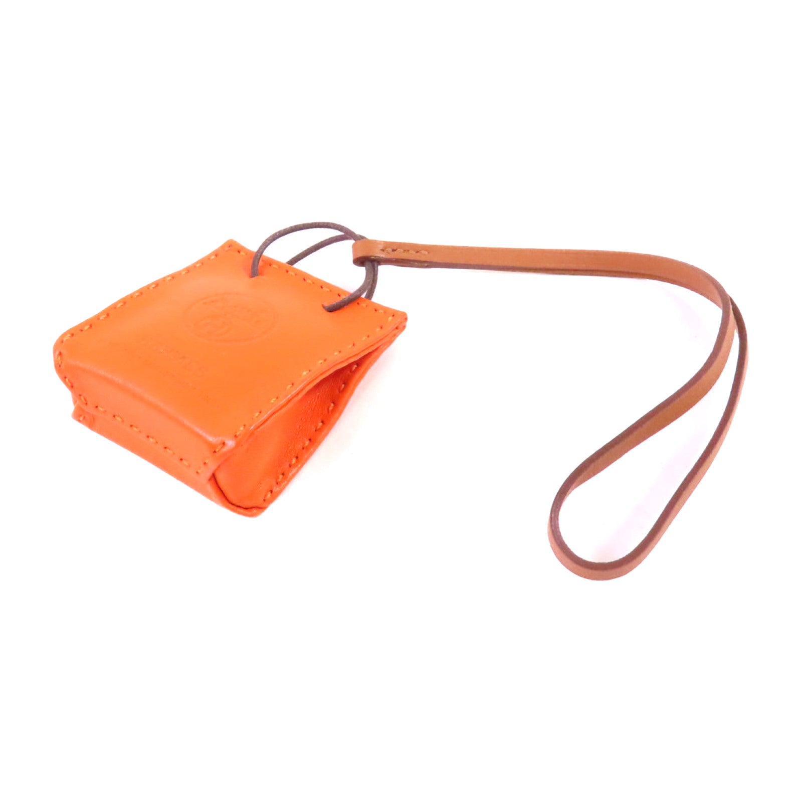 HERMES Milo皮革/Swift皮革Orange Bag Charm掛飾橙色