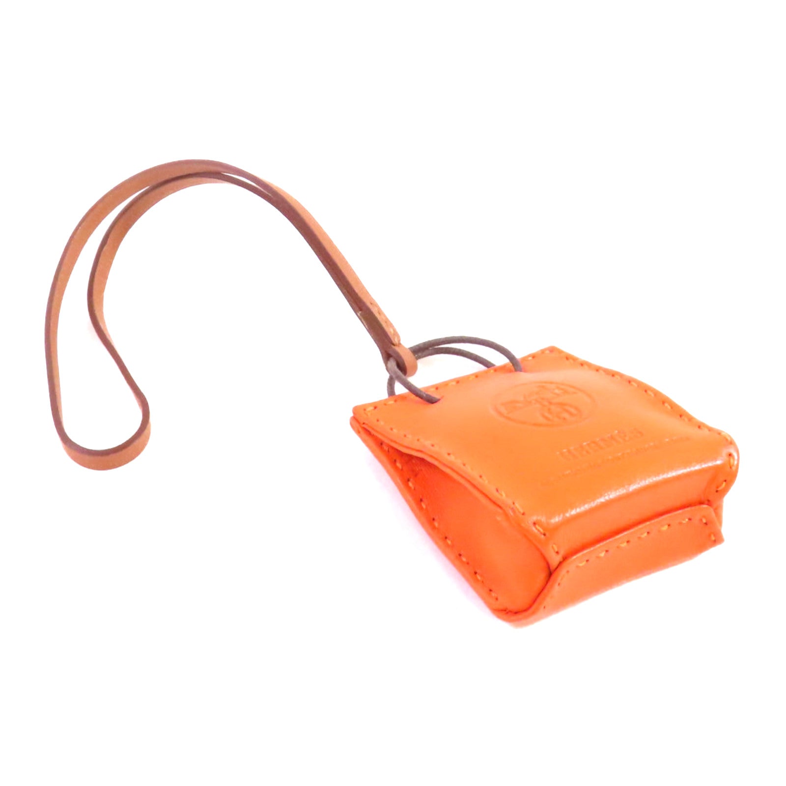 HERMES Milo皮革/Swift皮革Orange Bag Charm掛飾橙色