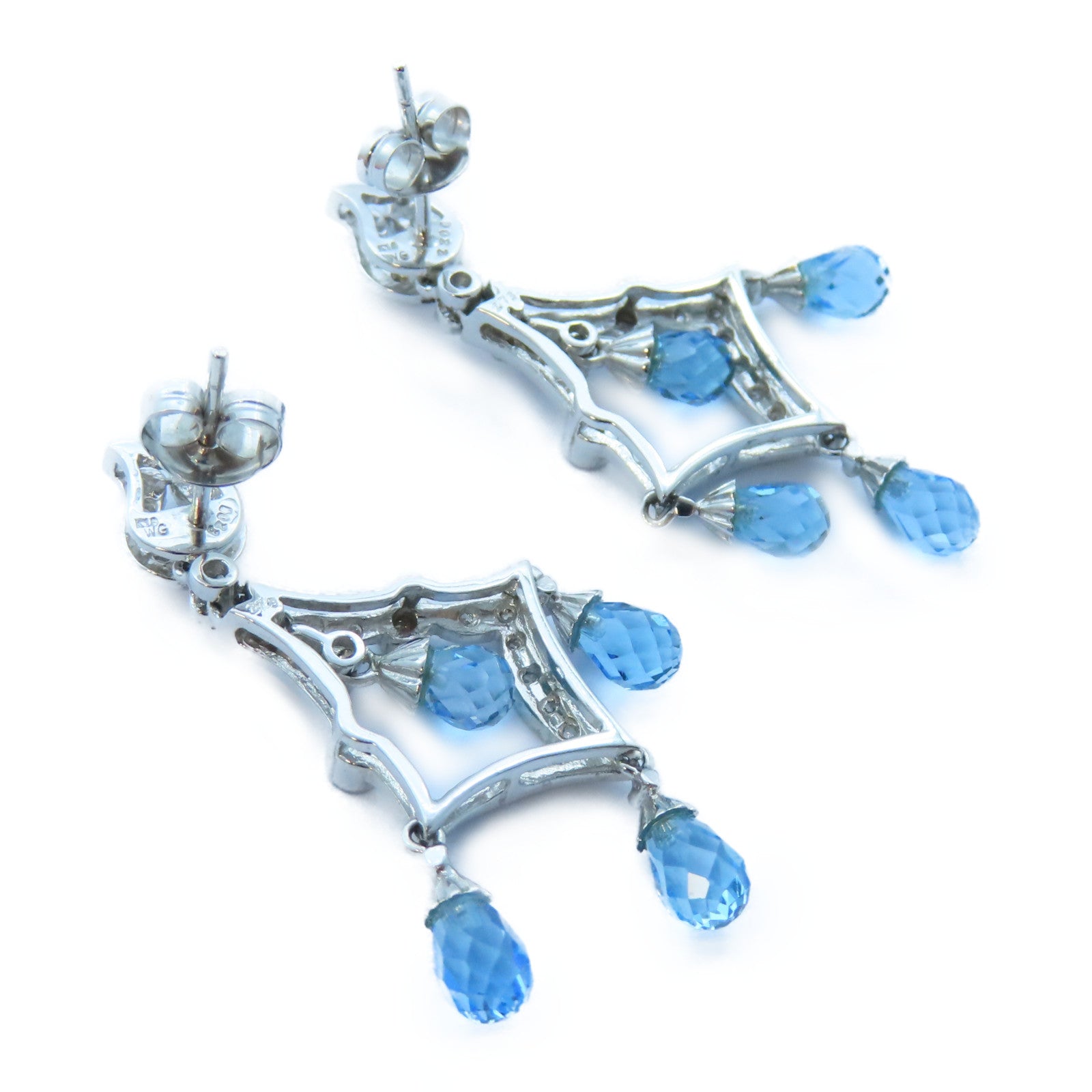 JEWELRY 【激減優惠】18K白金Topaz/Diamond Earrings 2.73ct黃玉石/0.23ct鑽石耳環