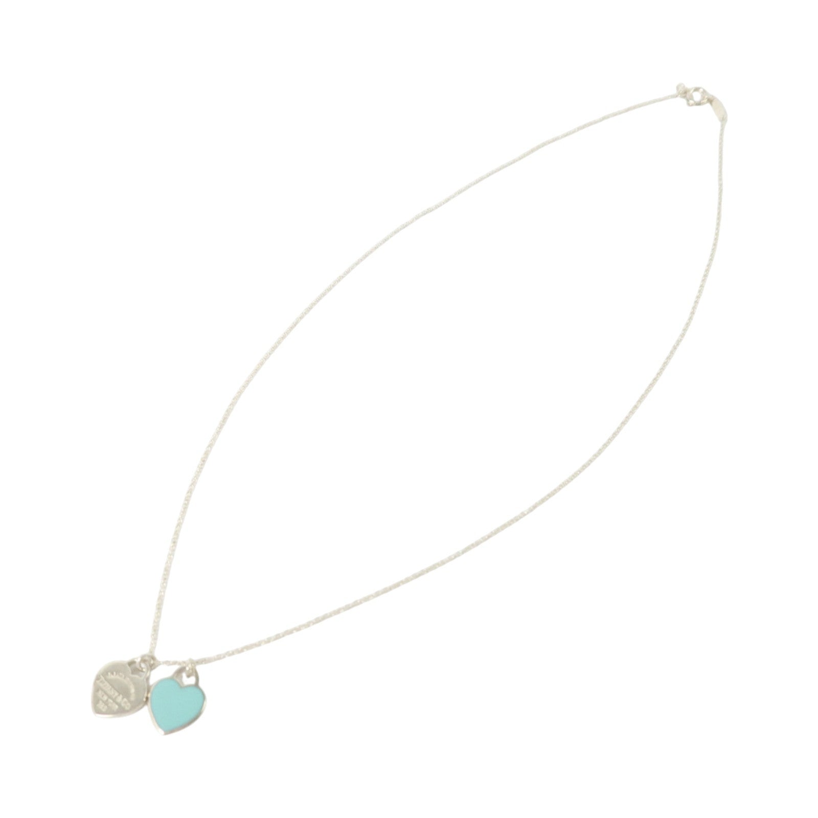 TIFFANY＆CO 925純銀Return To Tiffany Blue Double Heart Tag Necklace項鏈